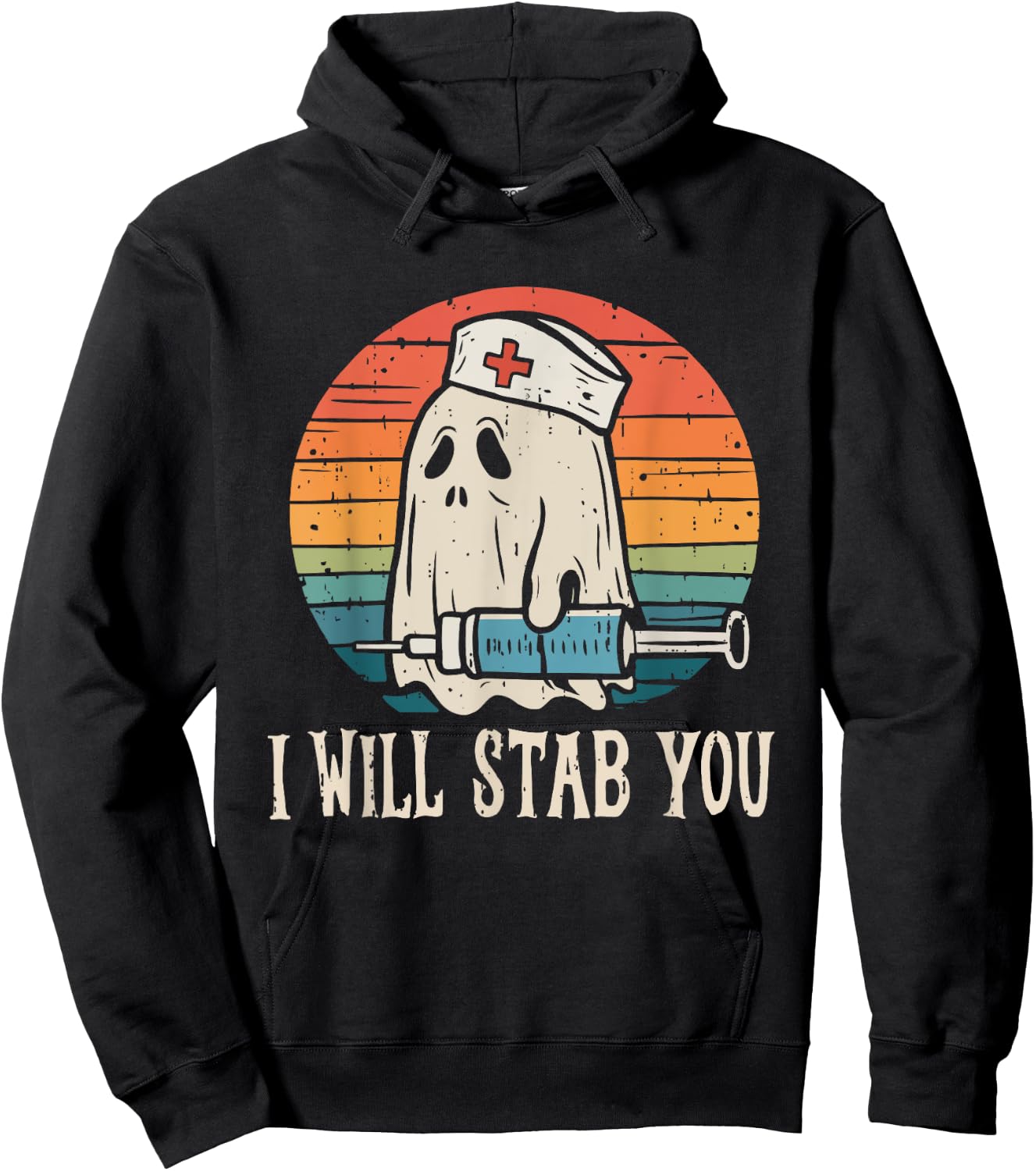 I Will Stab You Ghost Nurse Halloween Nursing RN LPN CNA ICU Hoodie - Hoodie | Black