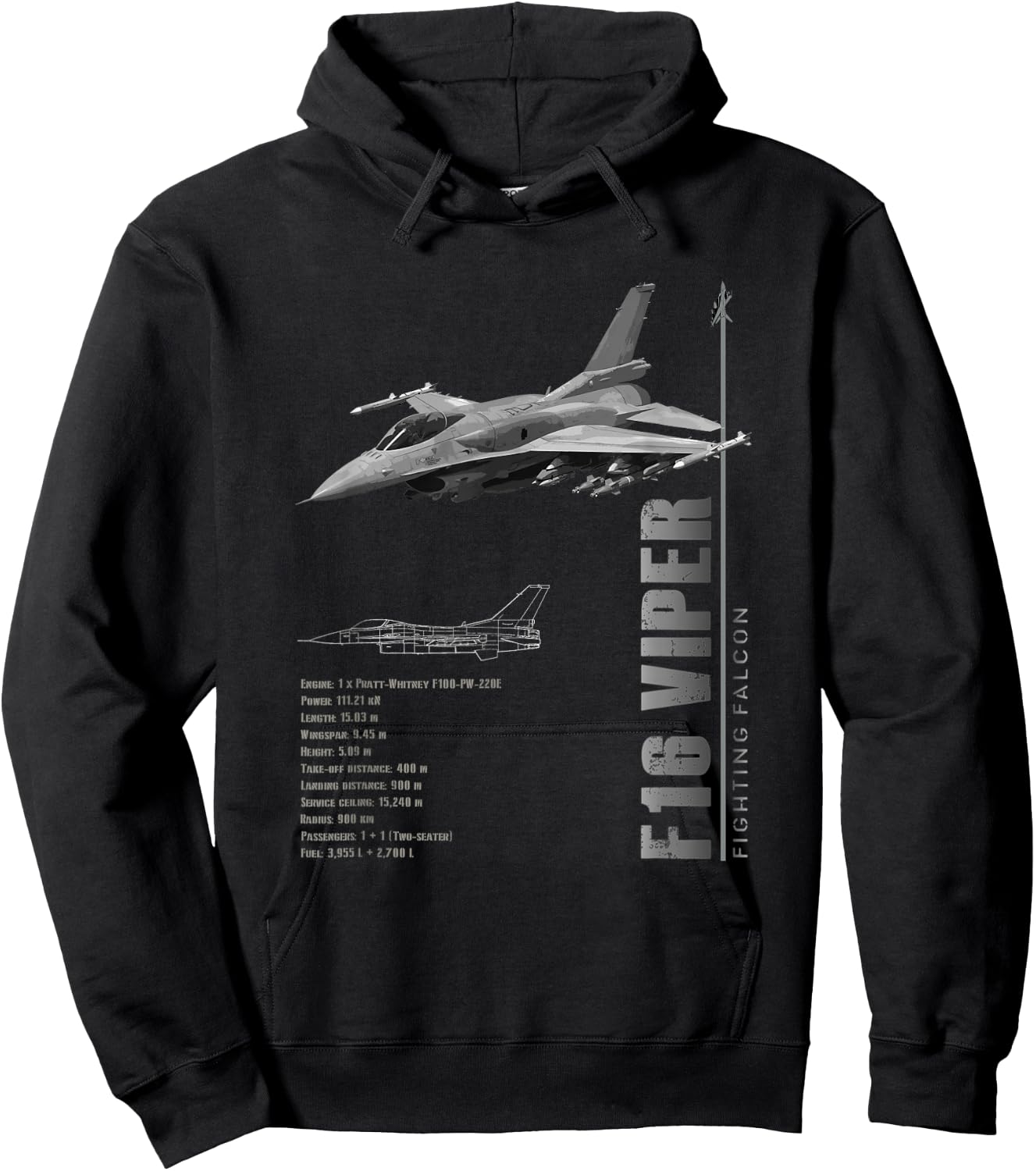 F-16 Viper Fighting Falcon Jet Fighters-Spec Hoodie - Hoodie | Black