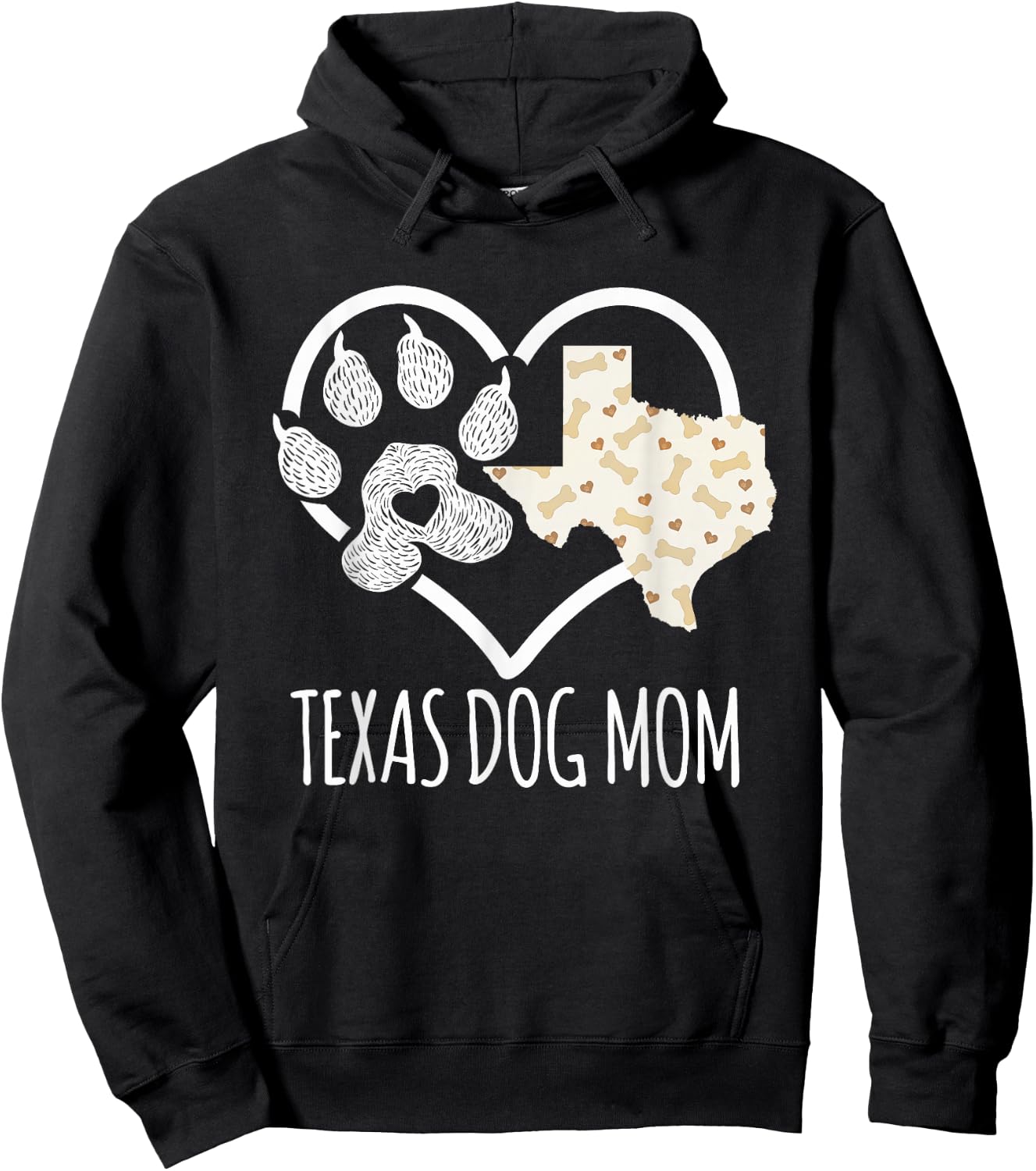 State Of Texas Dog Owner Gifts Women - Cute Texas Dog Mom Hoodie - Hoodie | Black