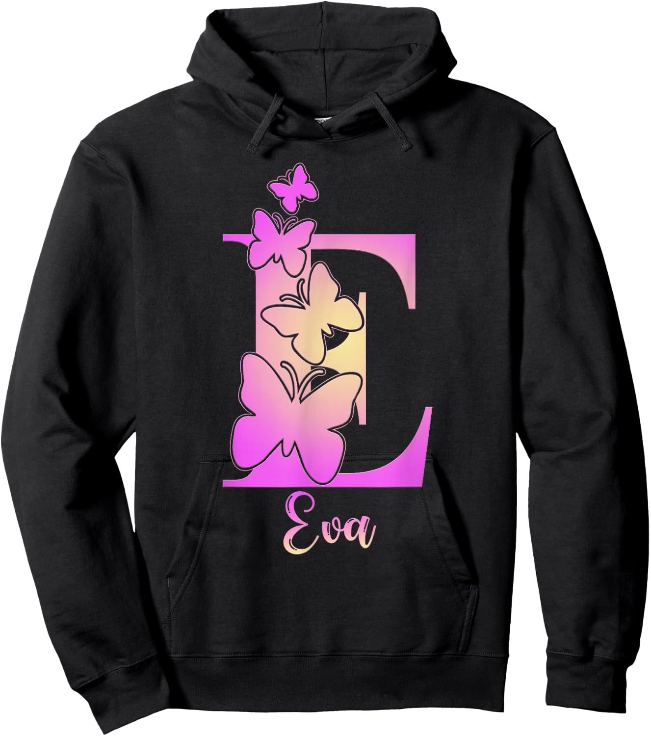 Eva, cute personalized butterfly custom kids girls name Hoodie - Hoodie | Black