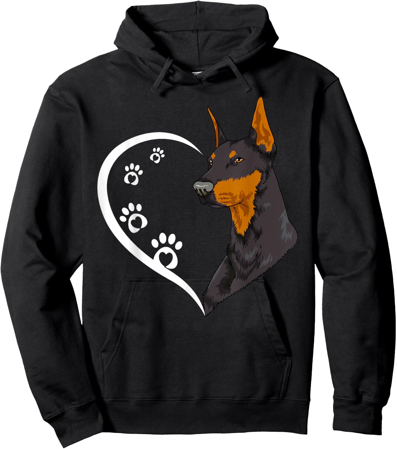 Doberman Pinscher Shirts Girls Kids Heart Cute Hoodie - Hoodie | Black