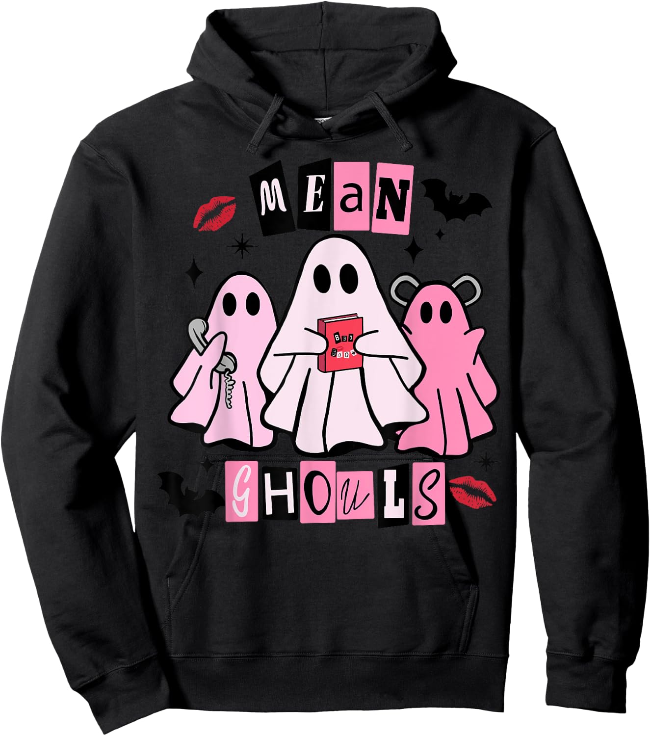 Cute Ghost Mean Ghouls Funny Halloween Costume Spooky Season Hoodie - Hoodie | Black