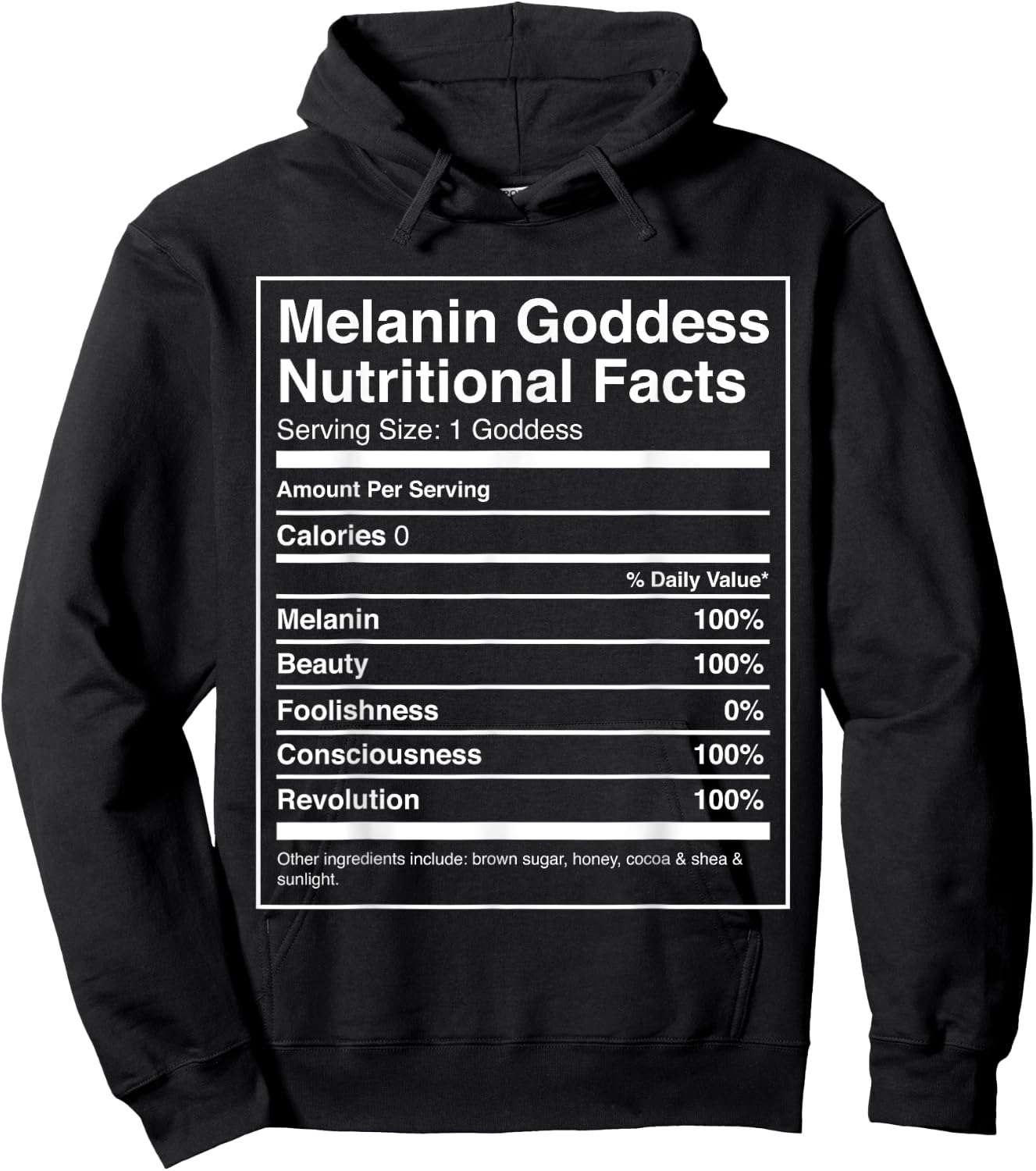Queen Melanin Goddess Nutritional Facts Hoodie - Hoodie | Black