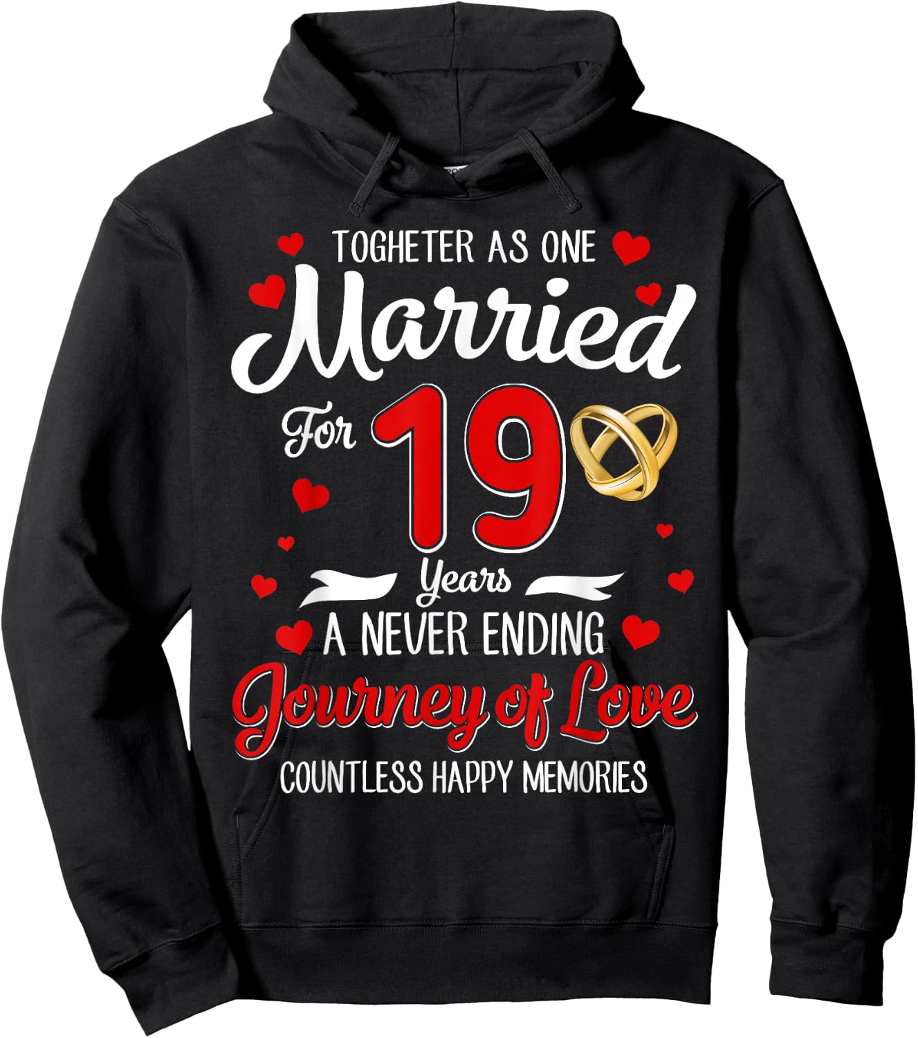 19th Wedding Anniversary 19-Year Married Couple Matching Hoodie - Hoodie | Black