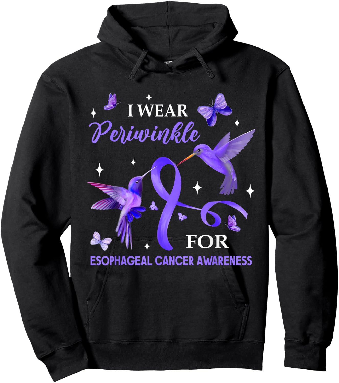 I Wear Periwinkle For Esophageal Cancer Hummingbird Hoodie - Hoodie | Black