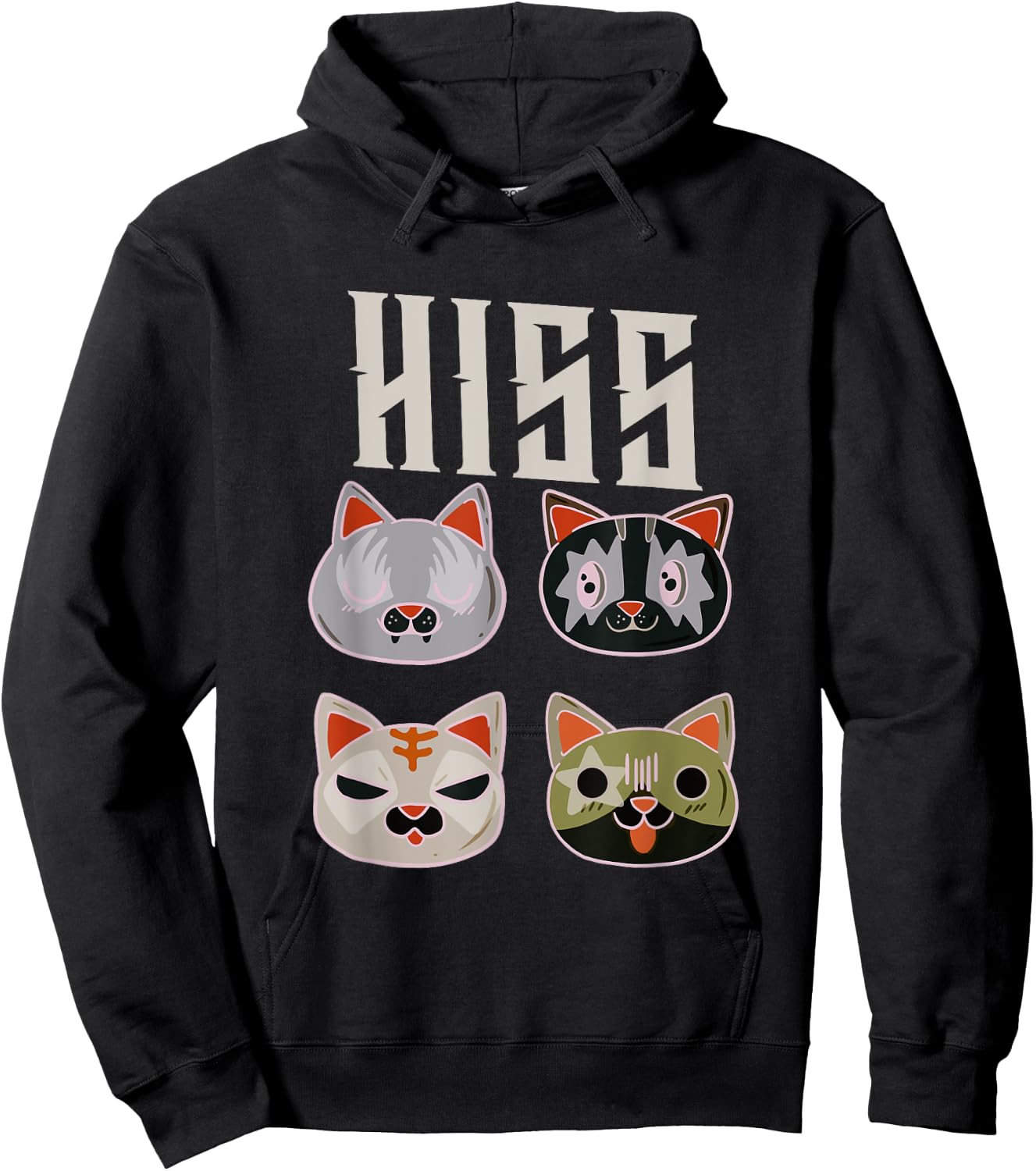 Kiss Cat Citty Death Metal Rock Music Women Hoodie - Hoodie | Black