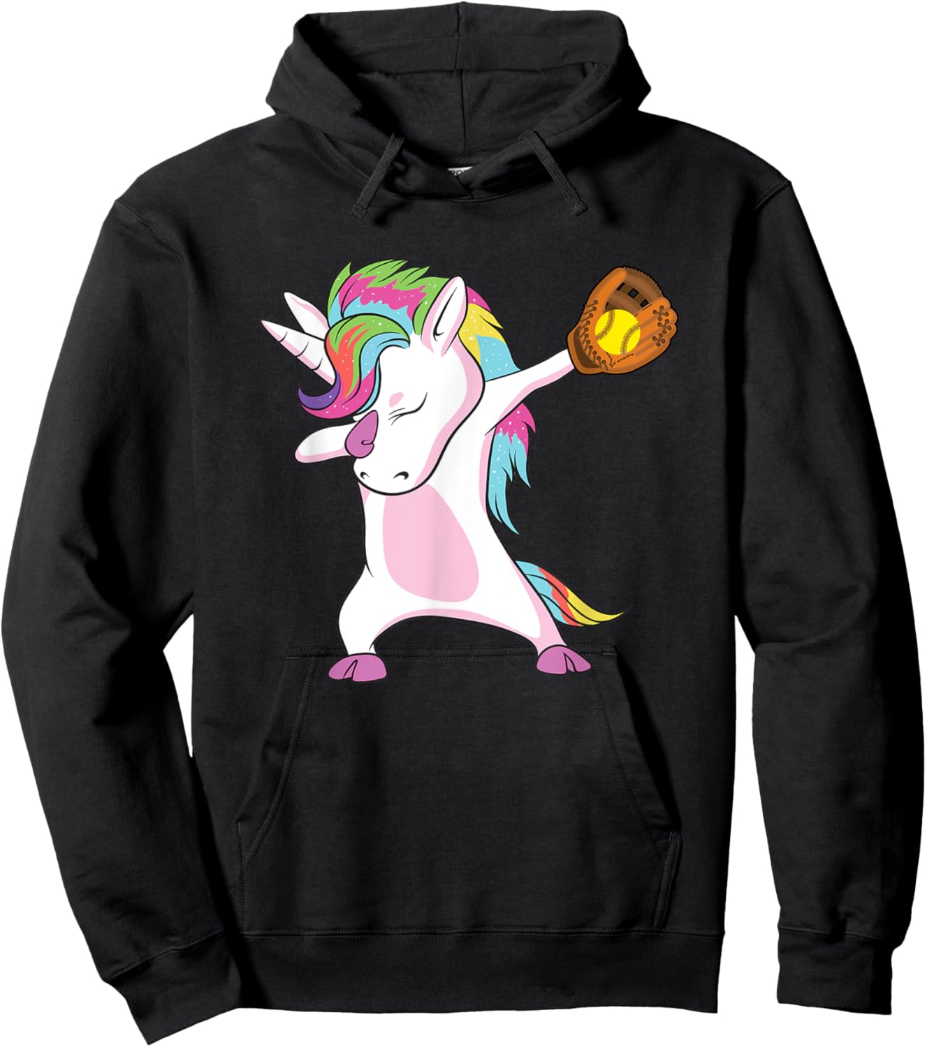 Softball Player Dabbing Unicorn Hoodie - Hoodie | Black