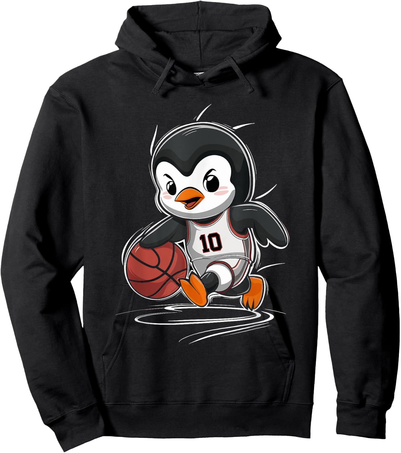 Cute Penguin Playing Basketball Hoodie - Hoodie | Black