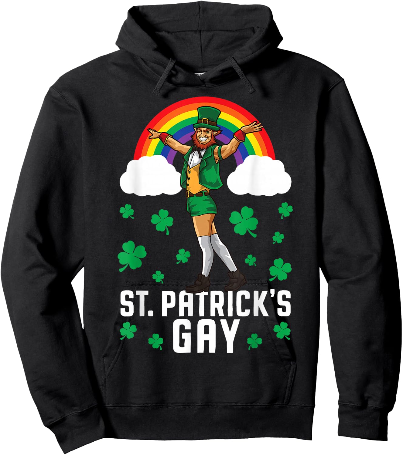 St. Patrick's Gay Leprechaun In Sexy Stockings and Shorts Hoodie - Hoodie | Black