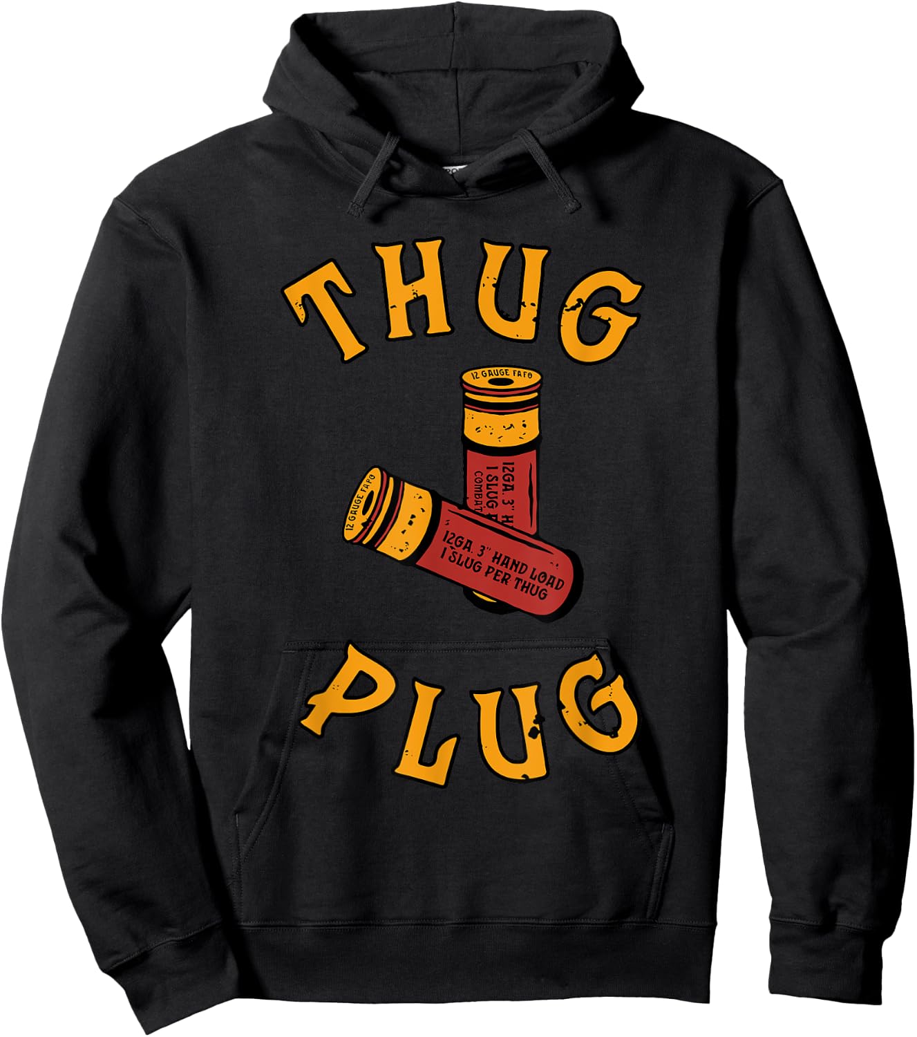 THUG PLUG Black -Adults Cotton 85% Polyester 15% Casual Humorous Modern U-Neck Short Sleeve Hoodie - Hoodie | Black