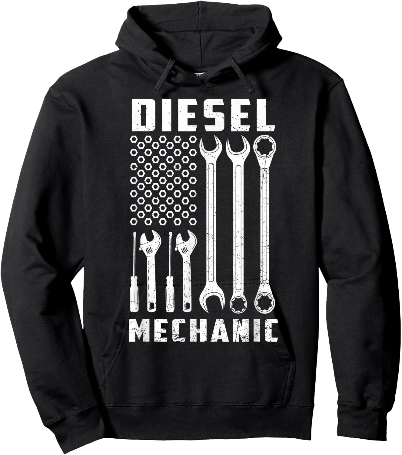 Patriotic Diesel Mechanic Tools Flag American USA Hoodie - Hoodie | Black