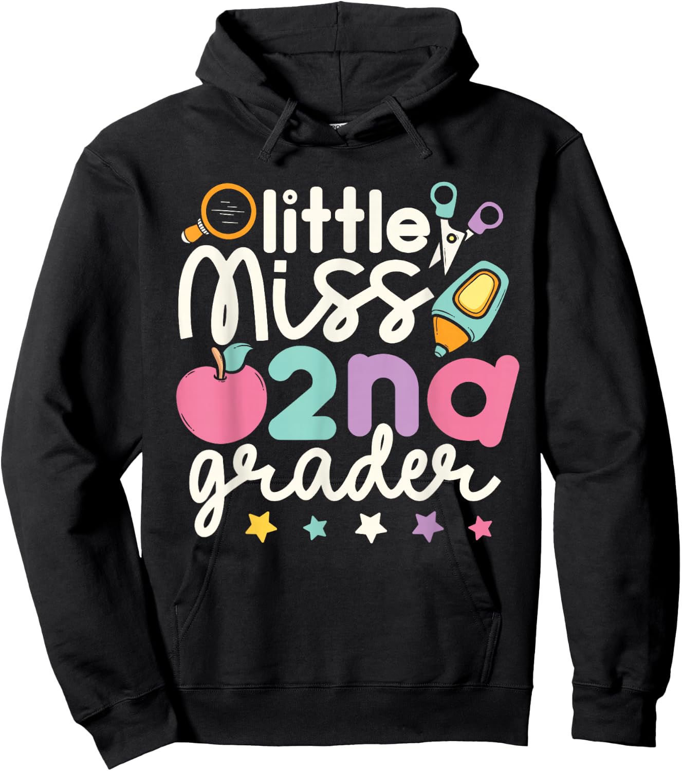 Little Miss 2nd Grade First Day of Second Grade Cute Girls Hoodie - Hoodie | Black