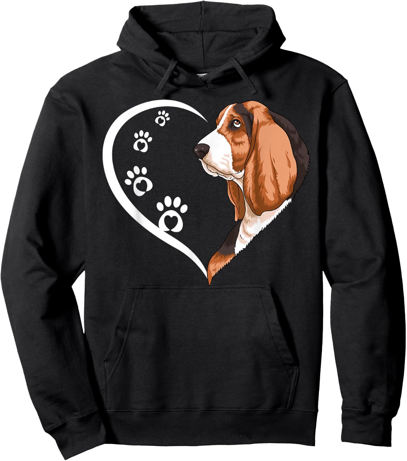 Bassett Hound Shirts Girls Kids Heart Cute Hoodie - Hoodie | Black