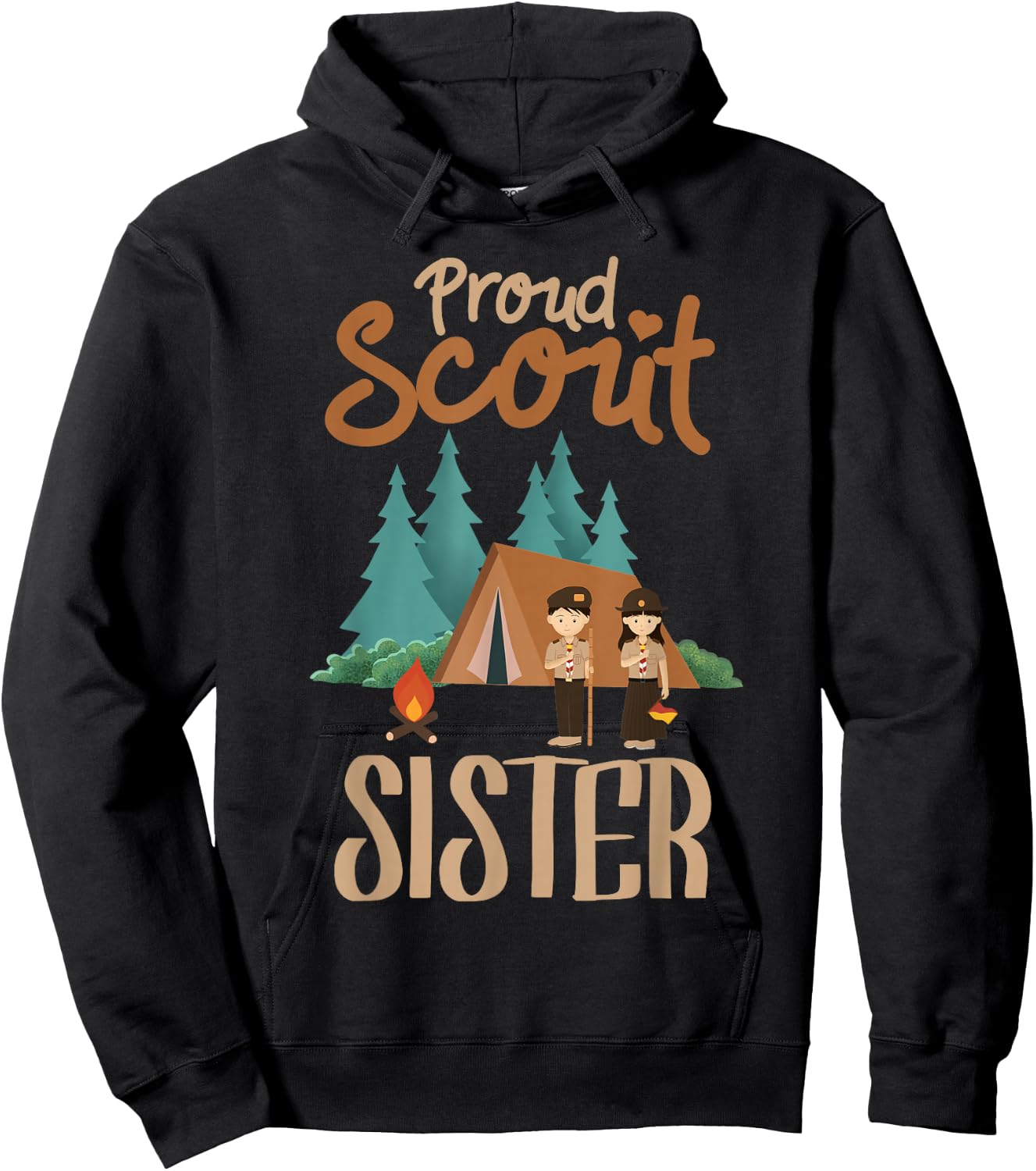 Proud Scout Sister Camping Scout Scouting Leader Adventure Hoodie - Hoodie | Black
