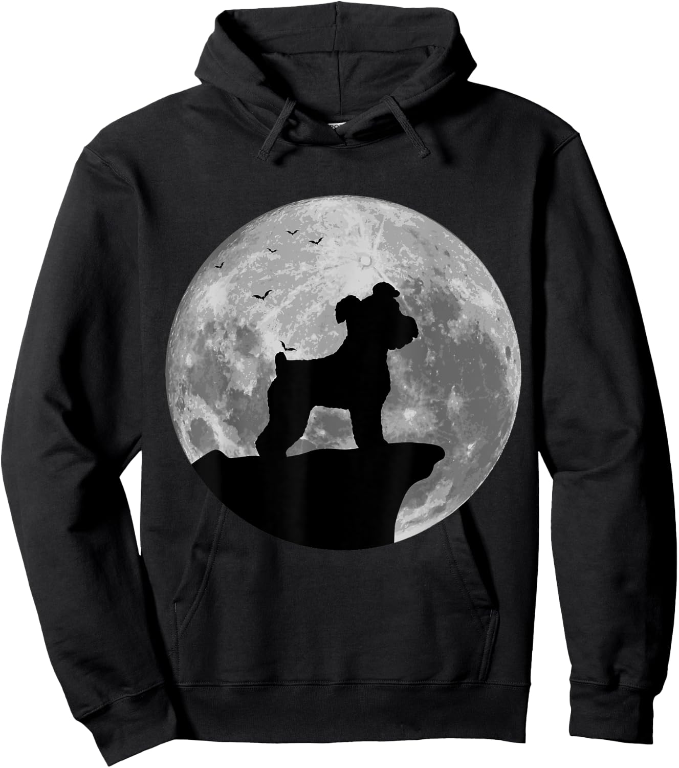 Miniature Schnauzer Silhouette In The Moon Halloween Costume Hoodie - Hoodie | Black