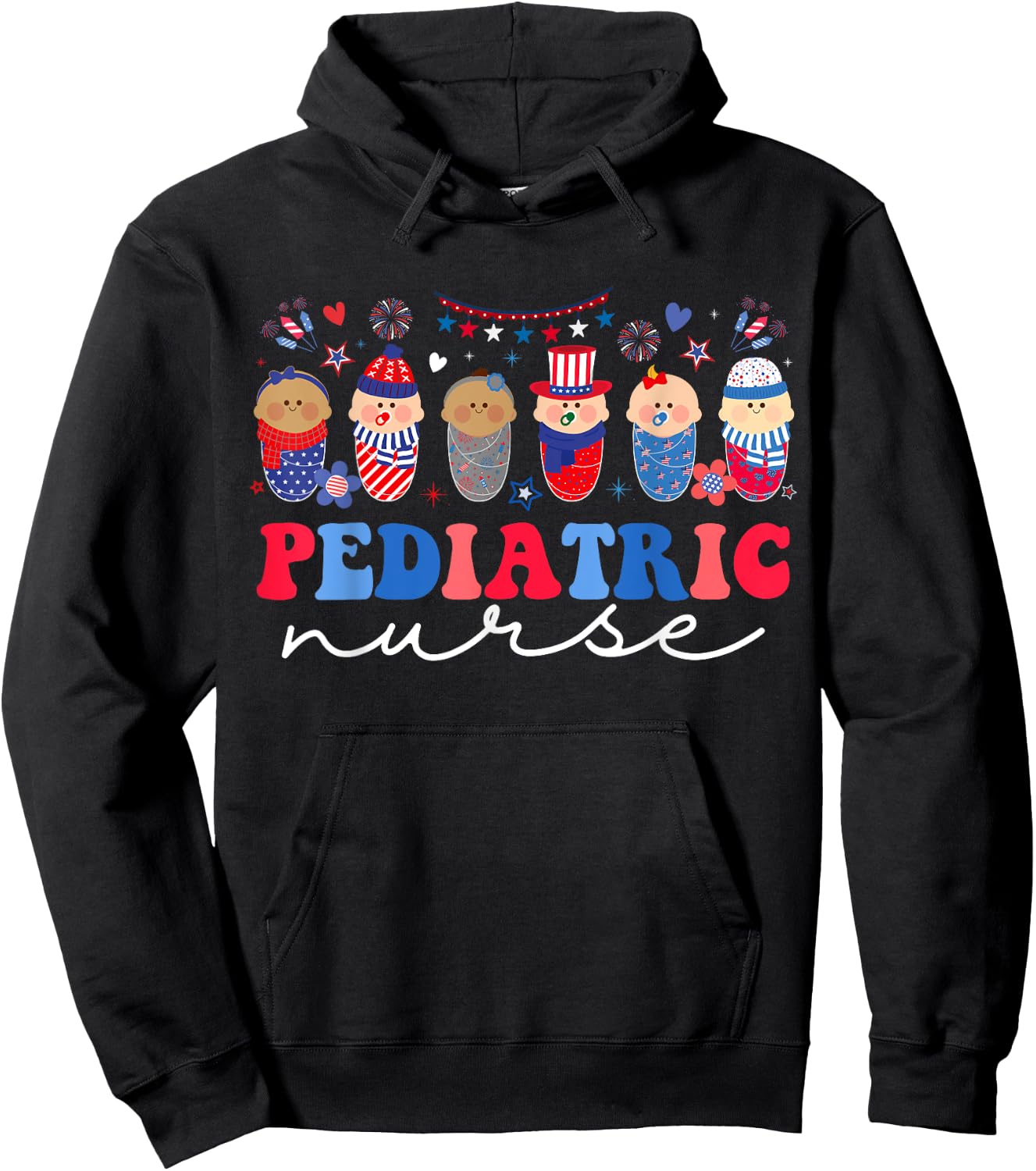 Peds Nurse 4th Of July American Pediatric Nursing Hoodie - Hoodie | Black