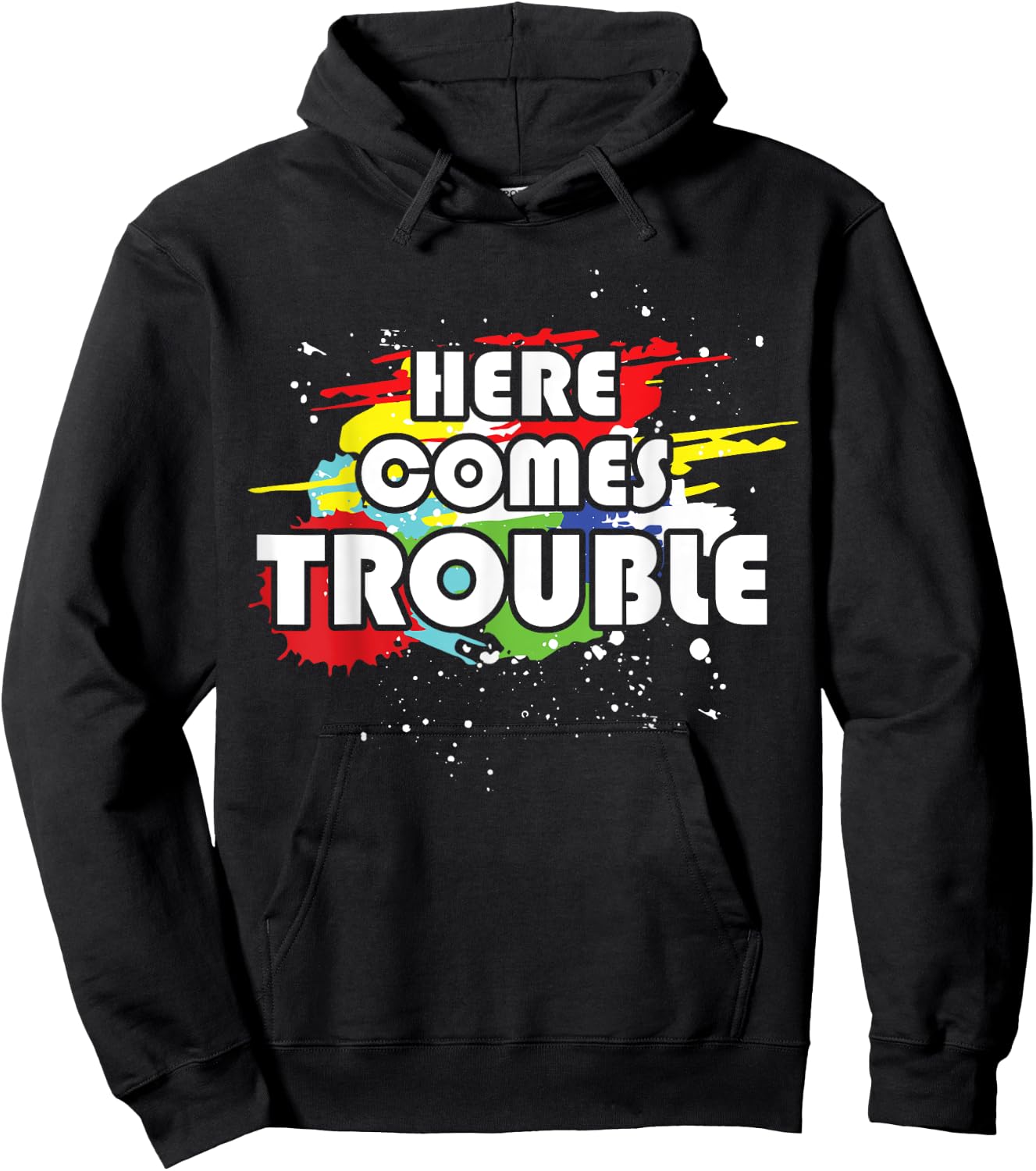 Double Sided Here Comes Trouble Funny Kids Hoodie - Hoodie | Black
