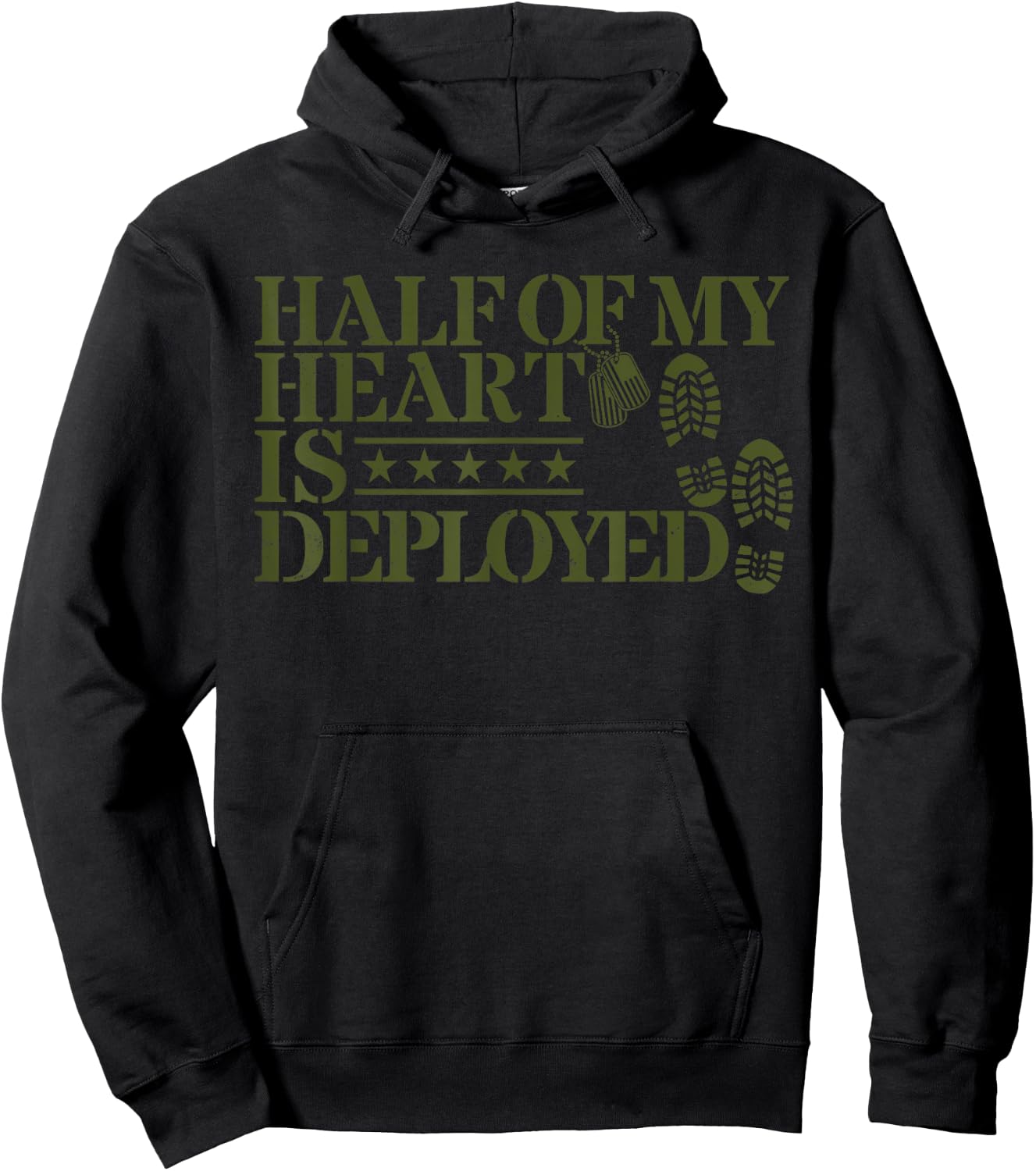 Half Of My Heart Is Deployed Husband Wife Deployment Gifts Hoodie - Hoodie | Black