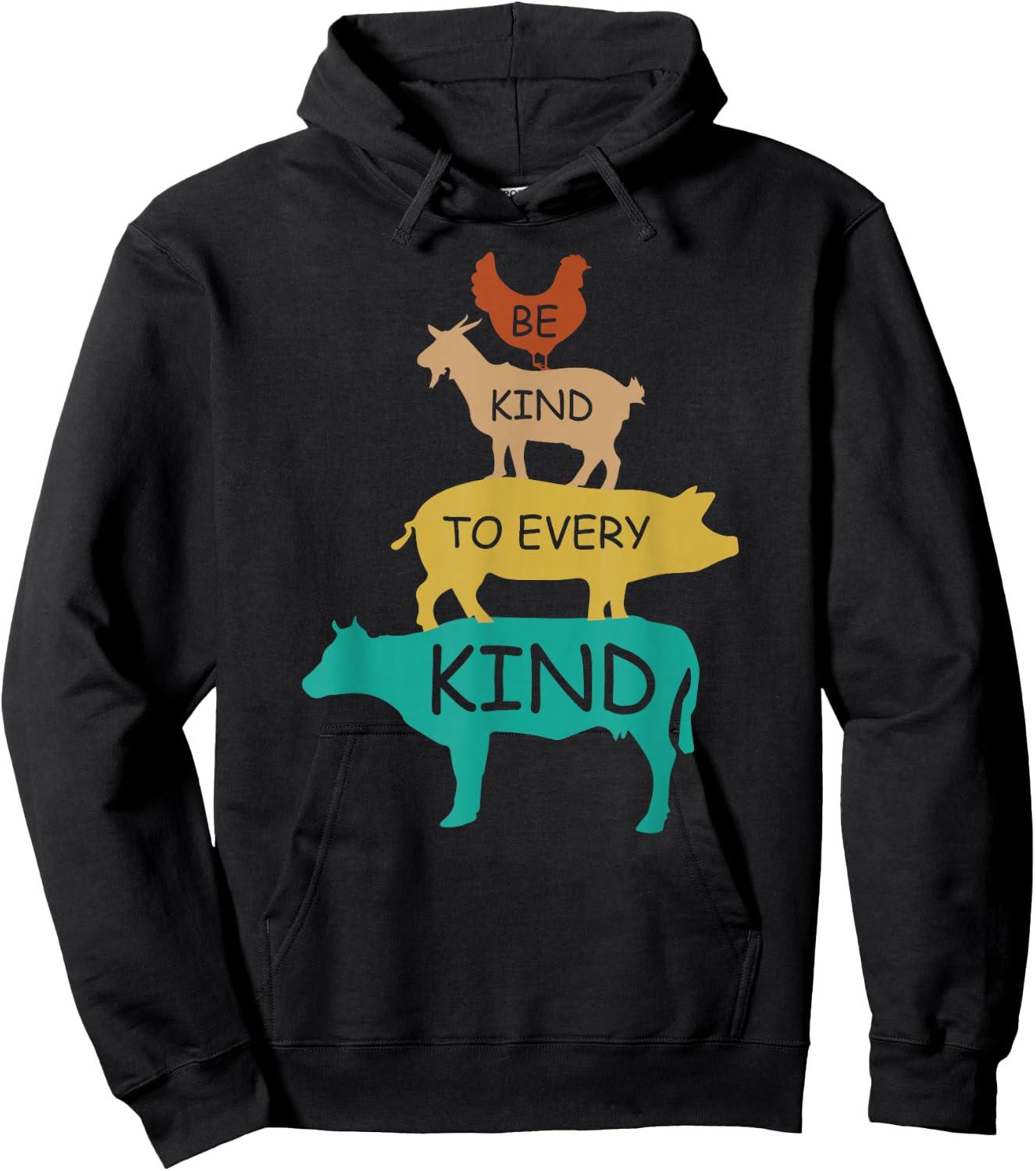 Be Kind to Every Kind Retro Vintage Funny Vegetarian Vegan Small Hoodie - Hoodie | Black