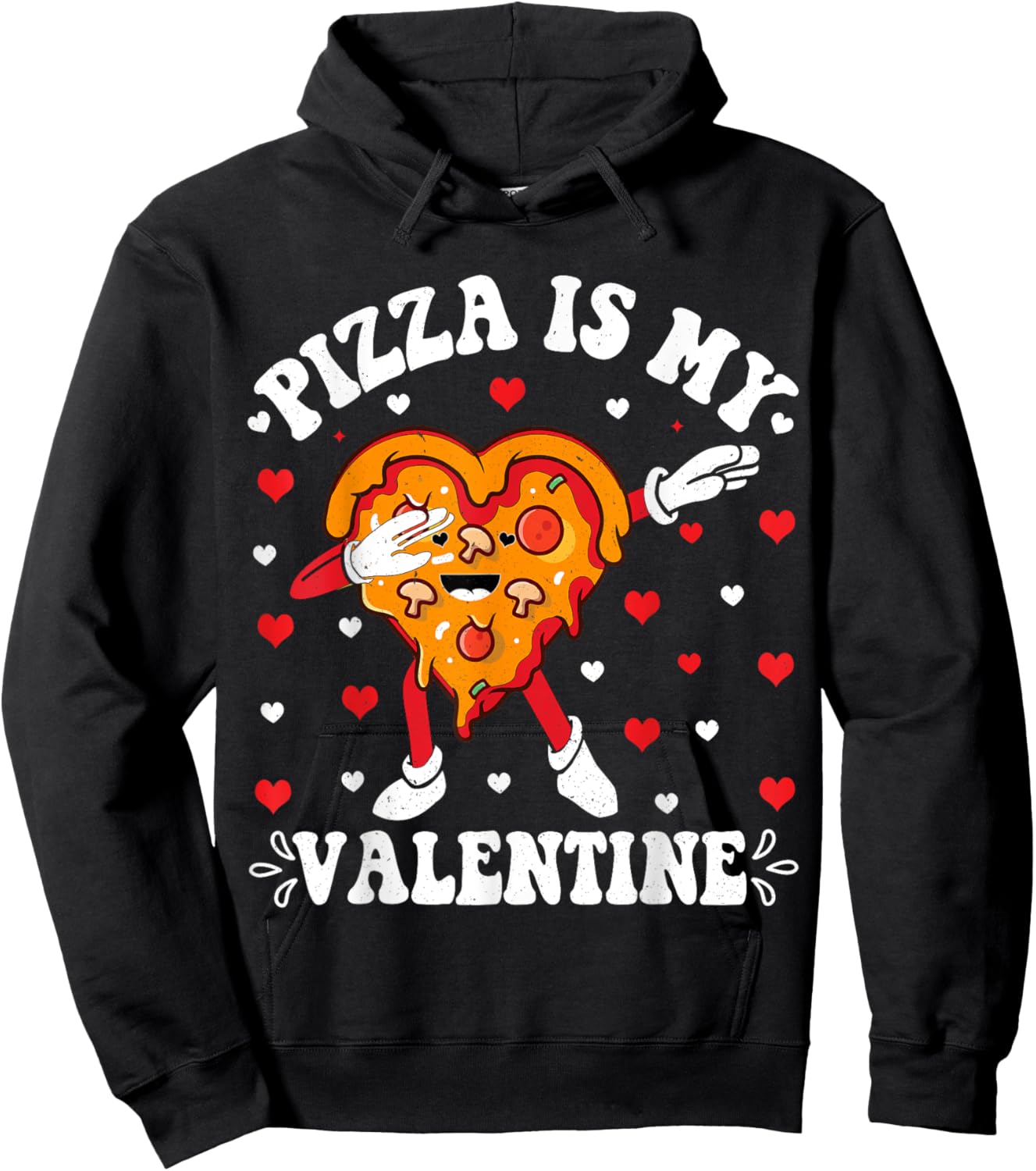 Pizza Is My Valentine Funny Valentines Day Boys Kids Hoodie - Hoodie | Black