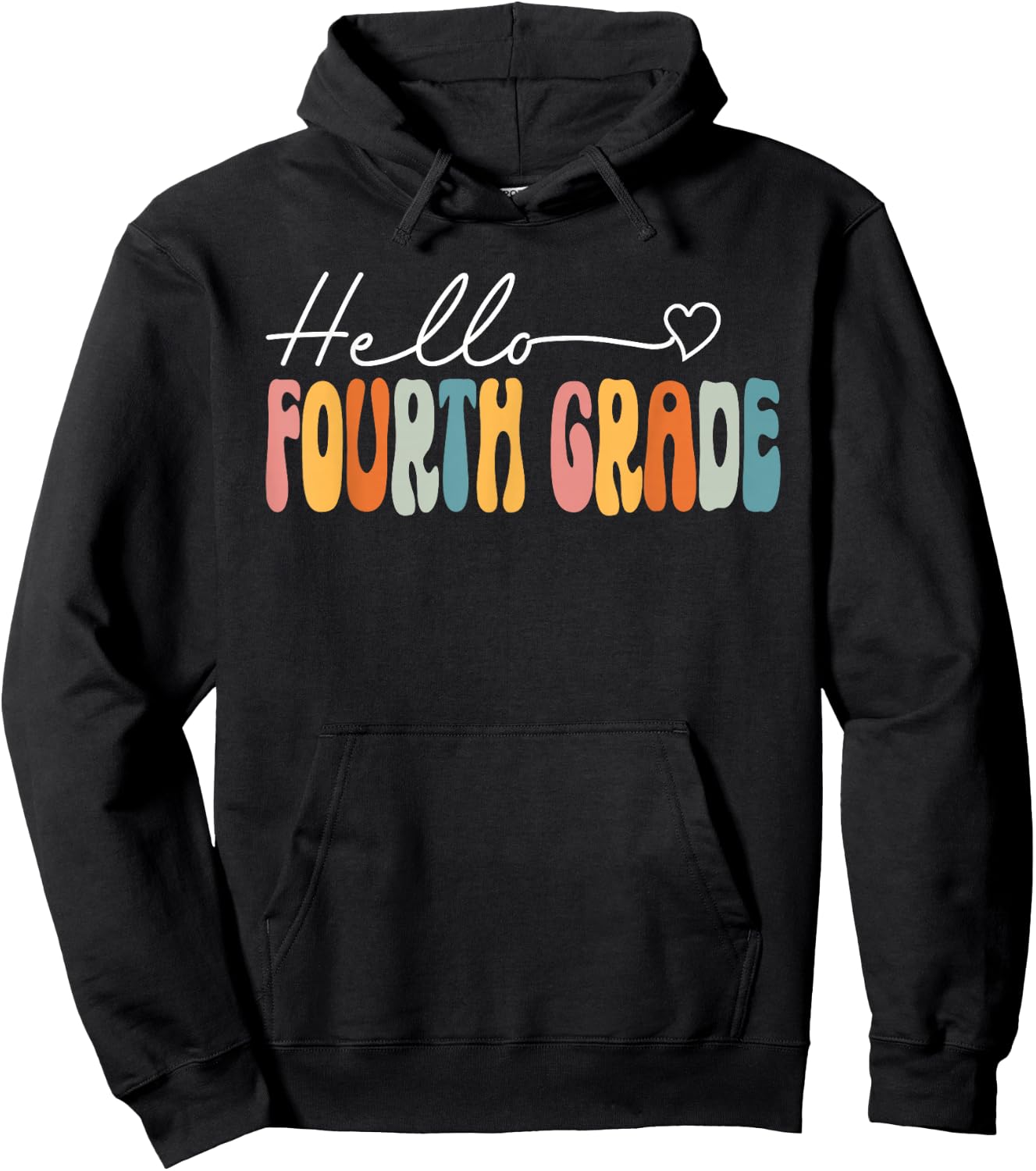 Teacher Fourth Grade Retro Back To School Hello 4th Grade Hoodie - Hoodie | Black