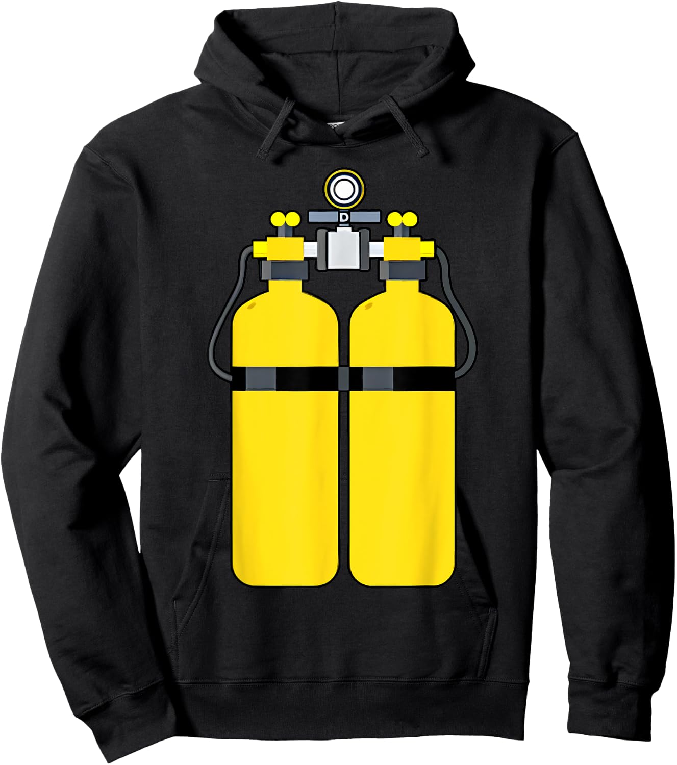 Funny Scuba Tank Backprint Halloween Costumes Scuba Diver Hoodie - Hoodie | Black