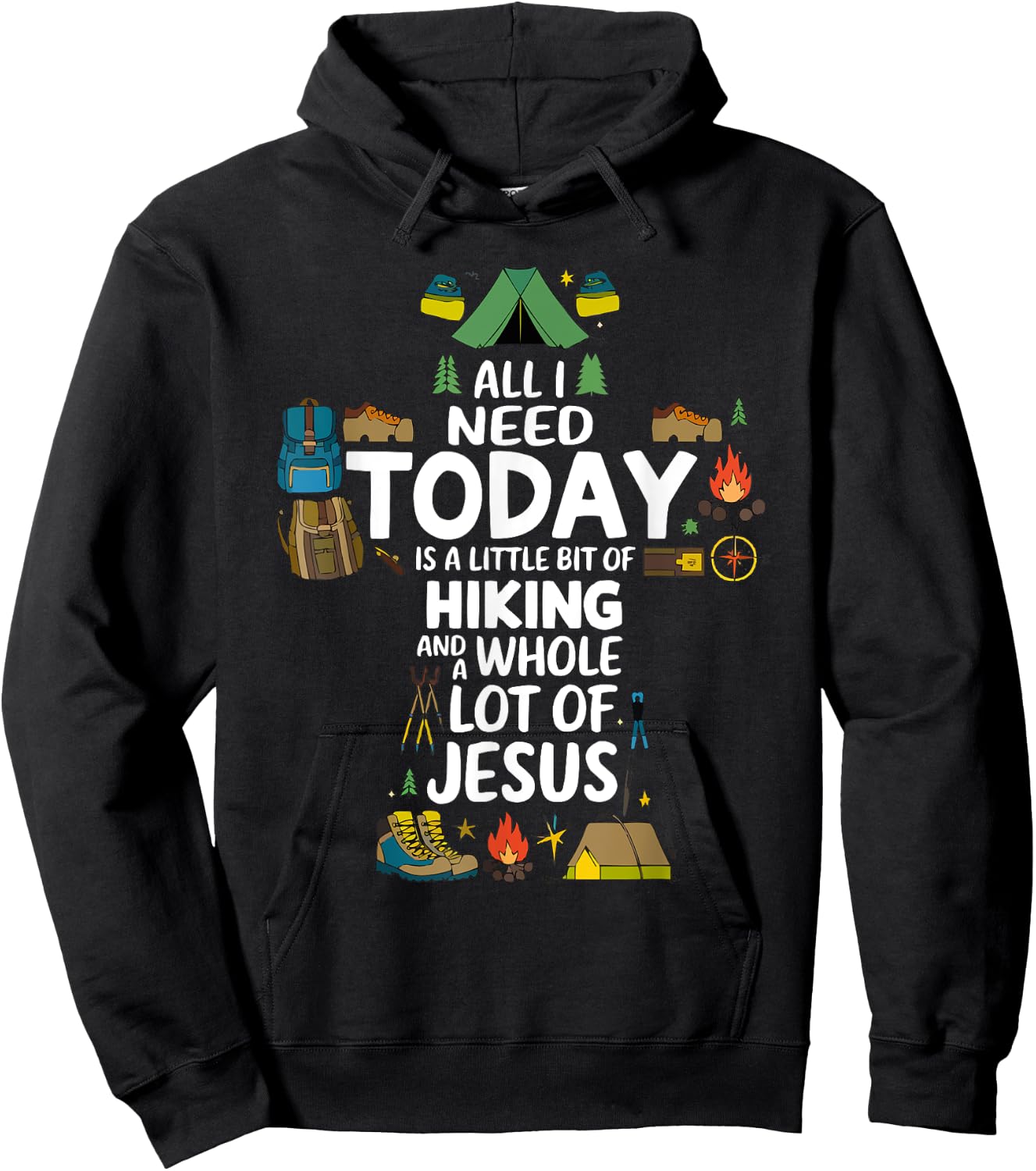 Hiking Jesus Christ Religion Christian Hiker Christianity Hoodie - Hoodie | Black