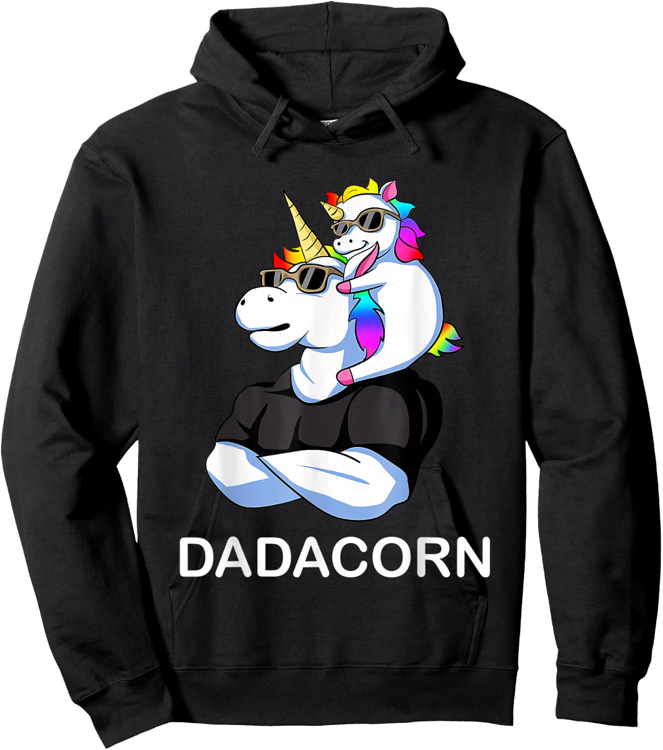 Fathers Day Gift Unicorn Dad Shirt Funny Dadacorn Men Hoodie - Hoodie | Black