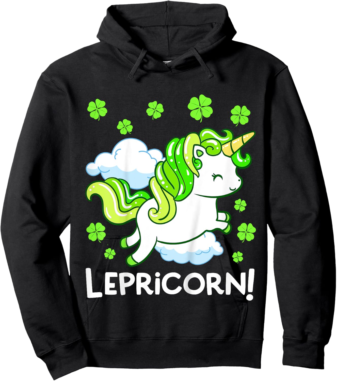 Kids Lepricorn St Patricks Day Unicorn Girls Kids Toddler Hoodie - Hoodie | Black