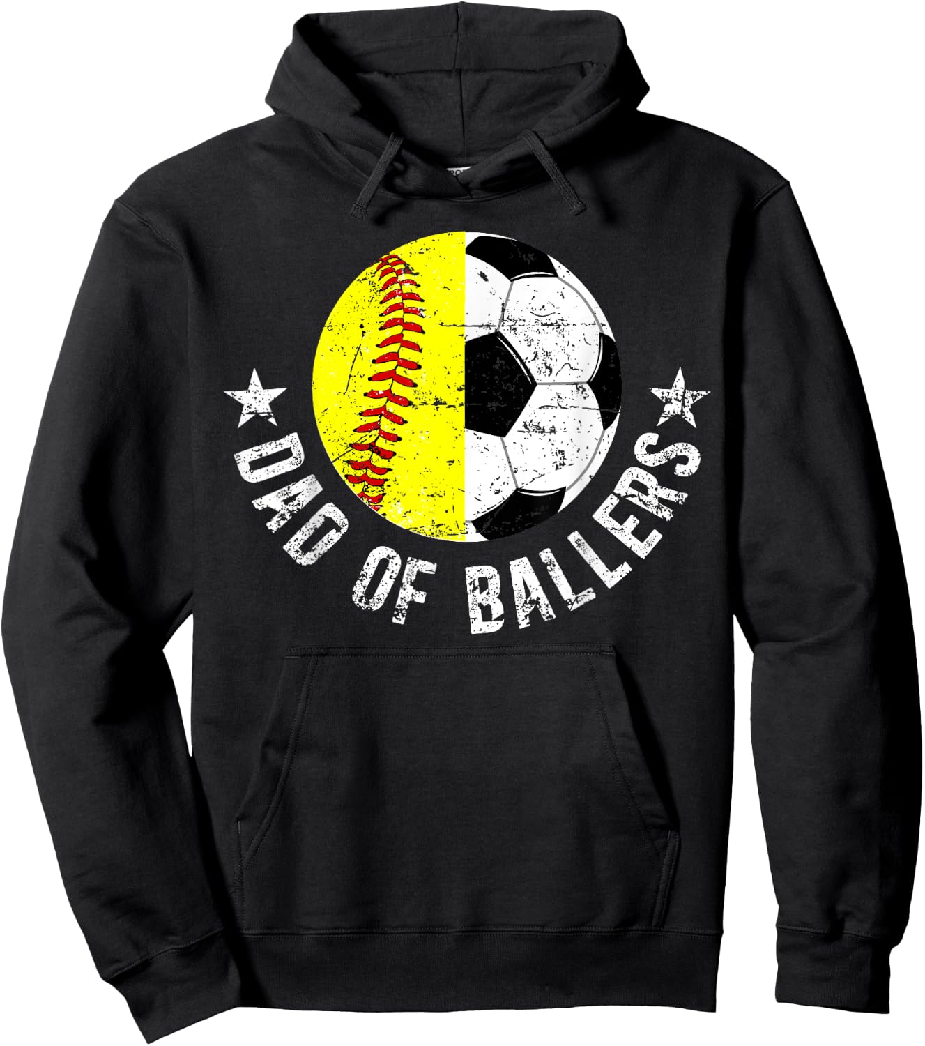 Dad Of Ballers Soccer Softball Dad Soccer Softball Father Hoodie - Hoodie | Black