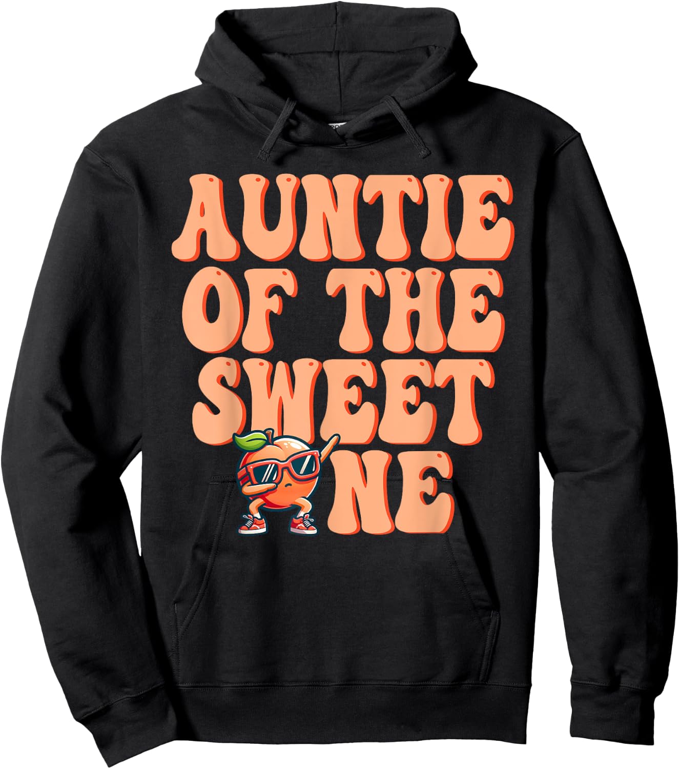 Auntie of The Sweet One Peach 1st Birthday on Peach Hoodie - Hoodie | Black