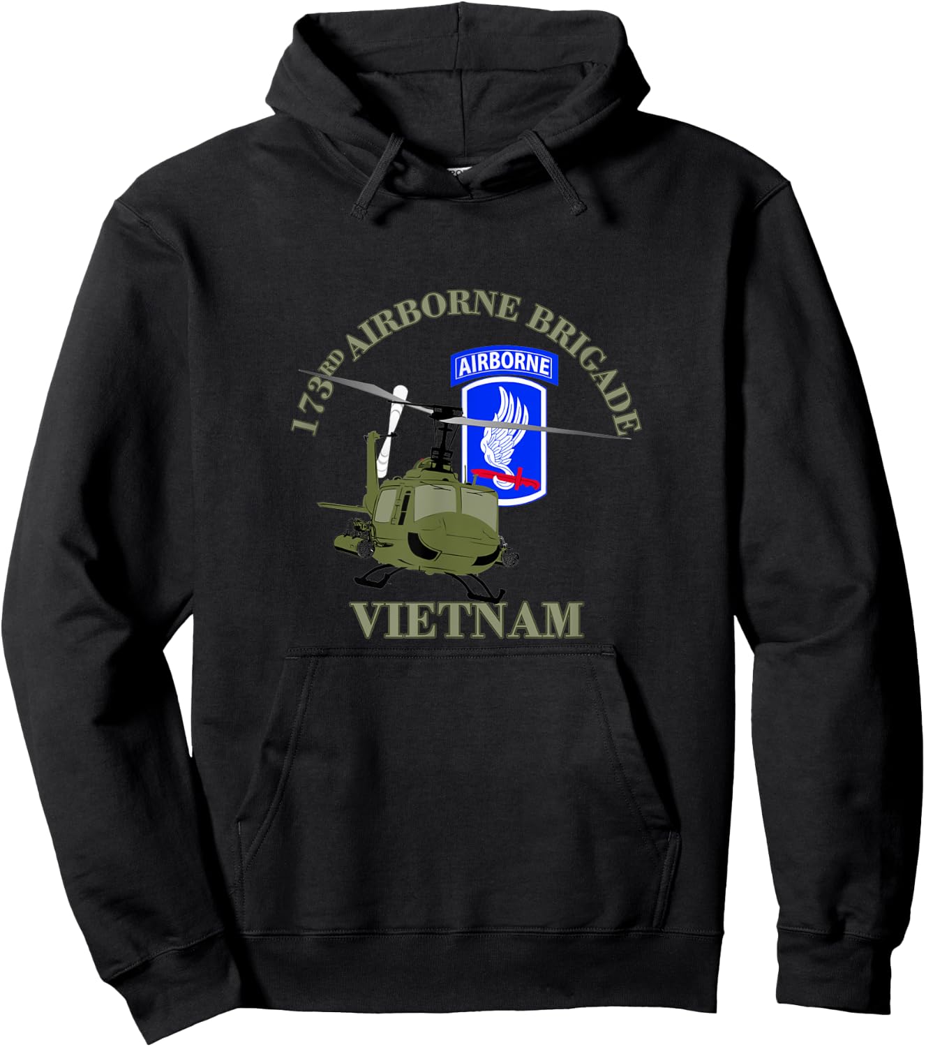173rd Airborne Brigade Vietnam UH-1 Gunship Veterans Day Hoodie - Hoodie | Black