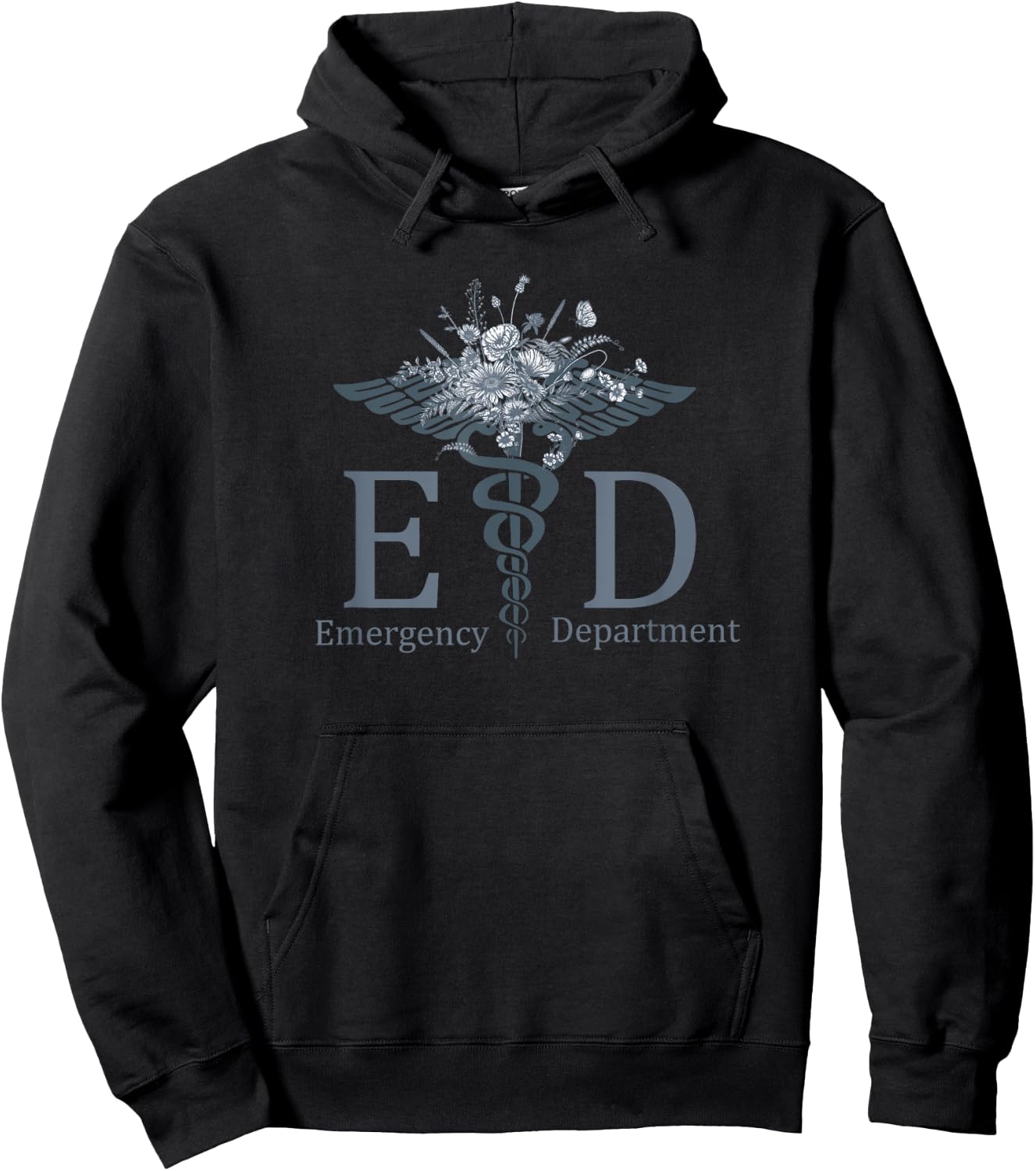 Emergency Department Room ER Crew Nurse Floral Wildflower Hoodie - Hoodie | Black