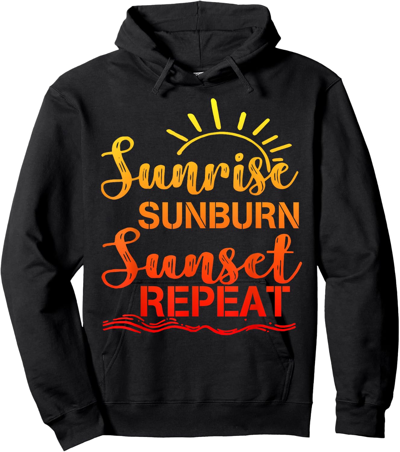 Sunrise Sunburn Sunset Repeat Retro Summer Men Women Girls Kids Hoodie - Hoodie | Black