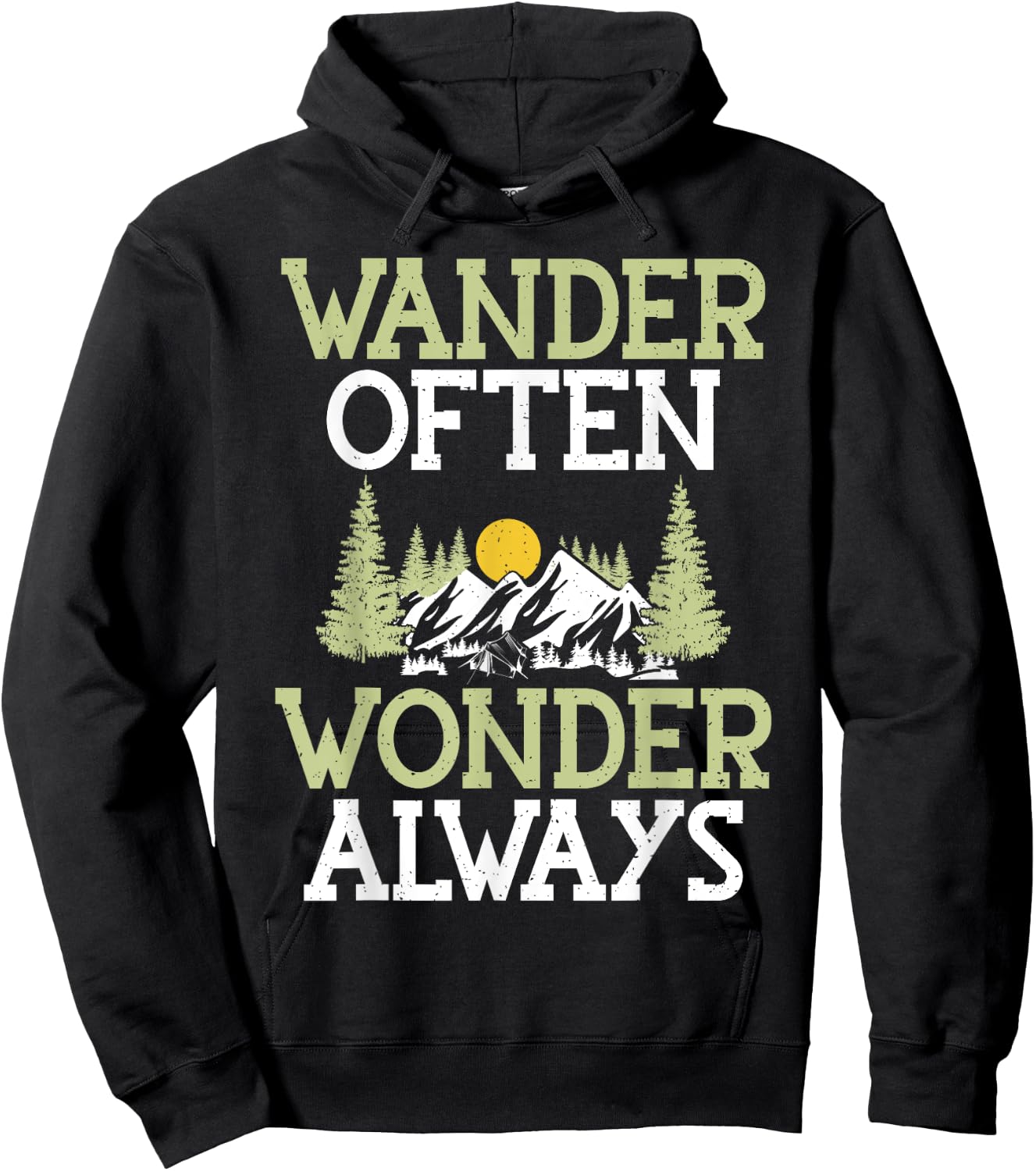 Wander Often Wonder Always Hiking Hoodie - Hoodie | Black