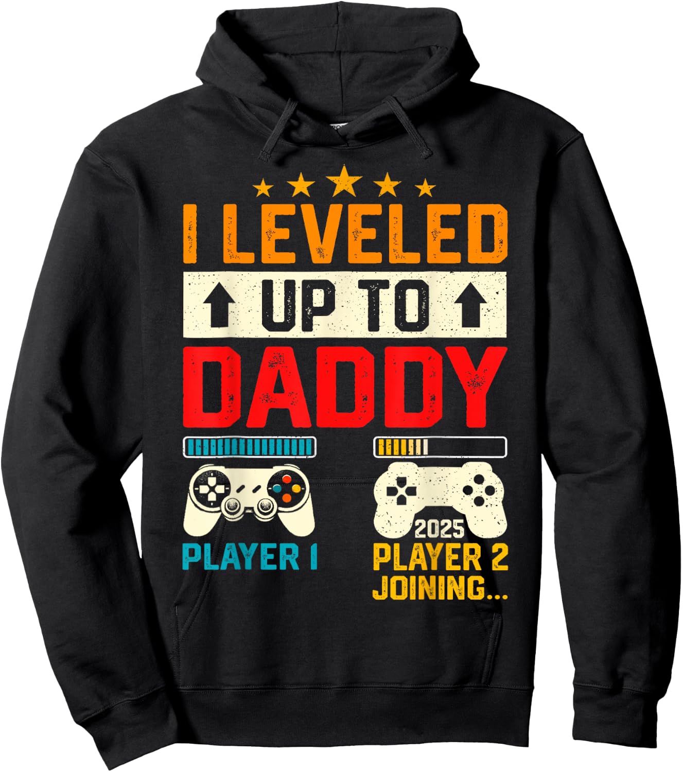 Promoted To Daddy 2025 I Leveled Up To New Dad Est 2025 Hoodie - Hoodie | Black