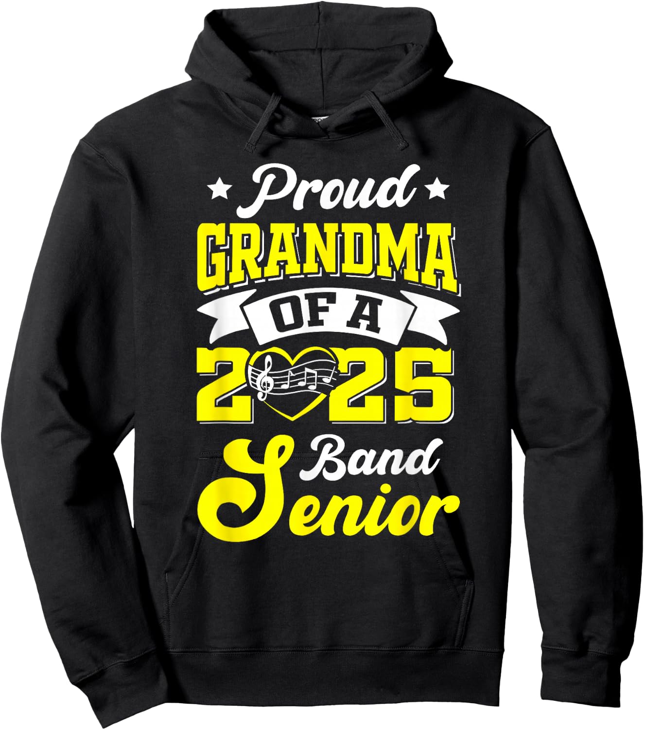 Band Senior 2025 Grandma Class of 2025 Graduation Hoodie - Hoodie | Black