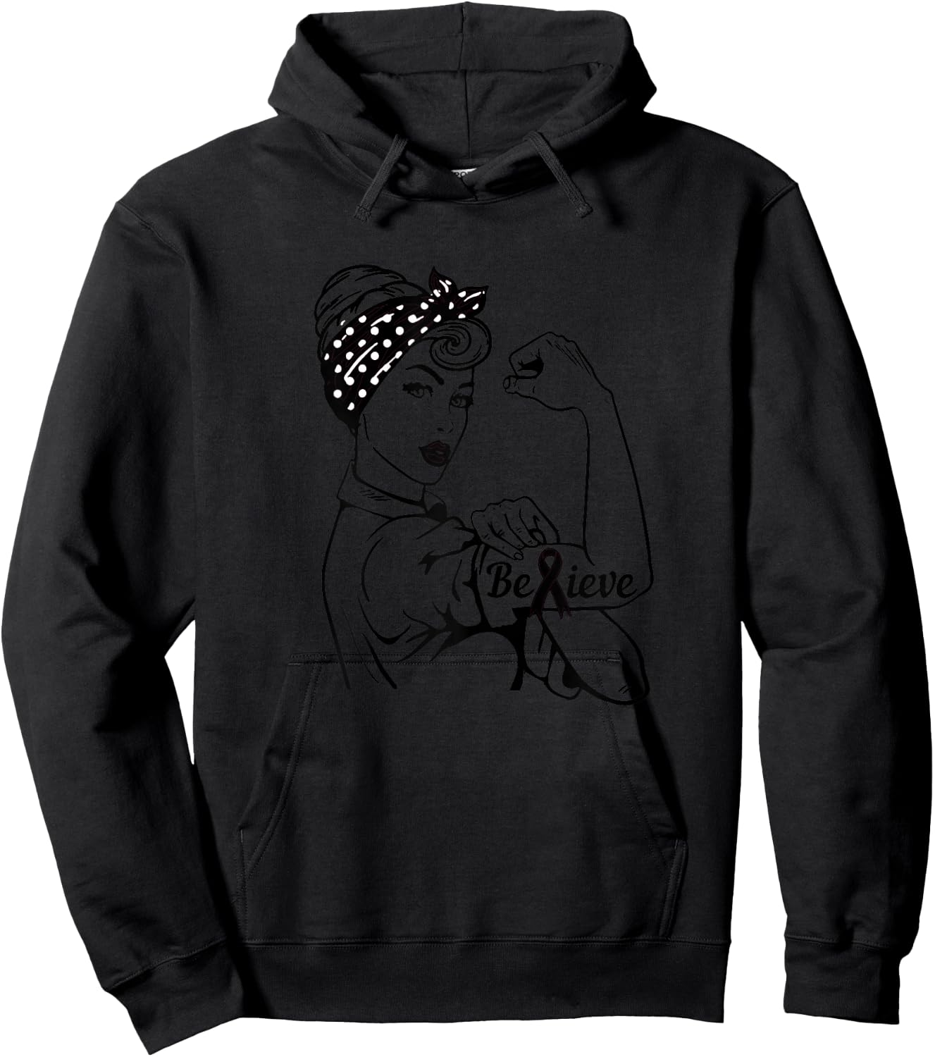 Melanoma Skin Cancer Awareness Month Woman Black Ribbon Hoodie - Hoodie | Black