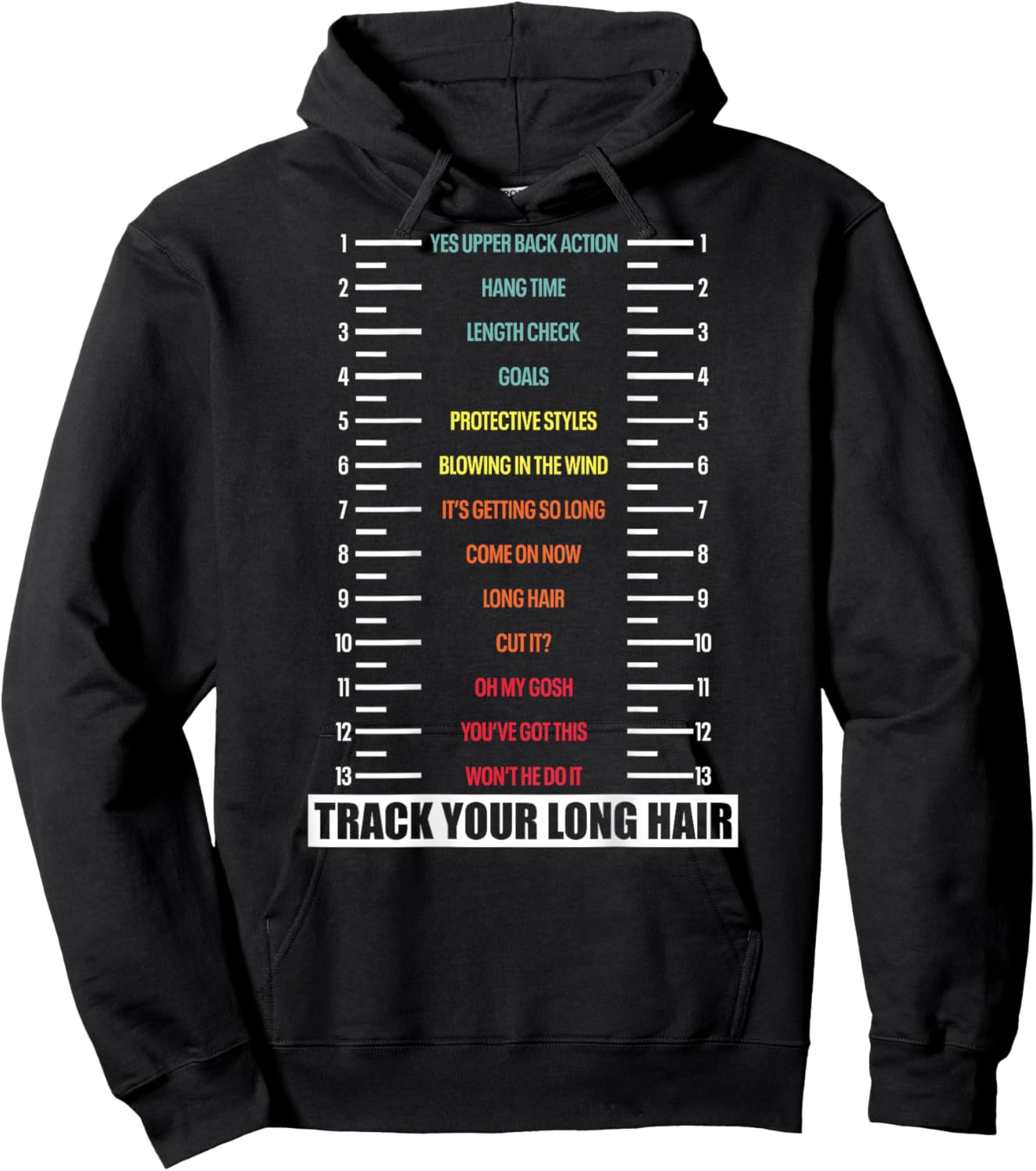 Track Your Long Natural Hair Length Check Backprint Hoodie - Hoodie | Black