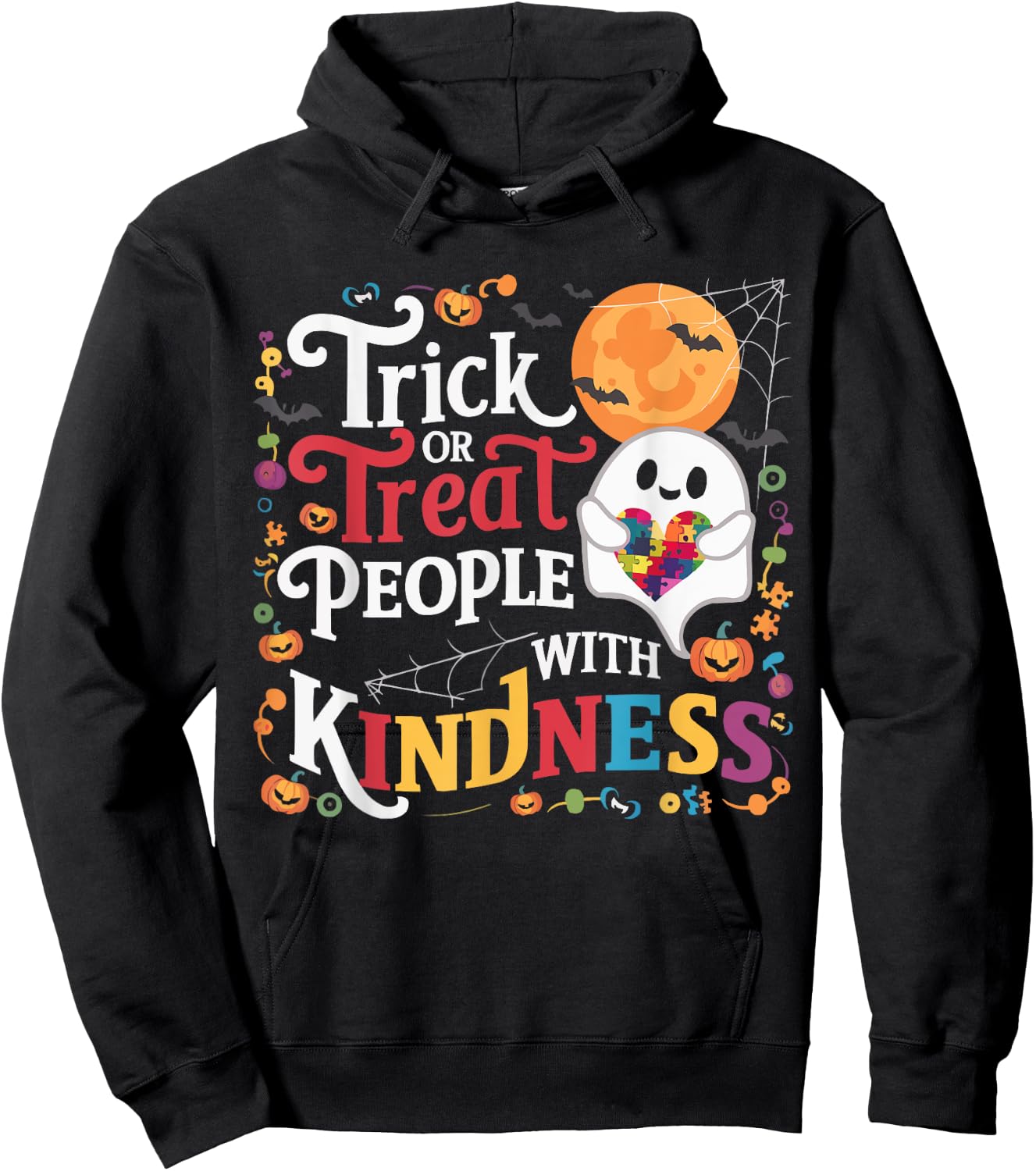 Support Autism Halloween Spooky Autistic Trick Or Treat Hoodie - Hoodie | Black
