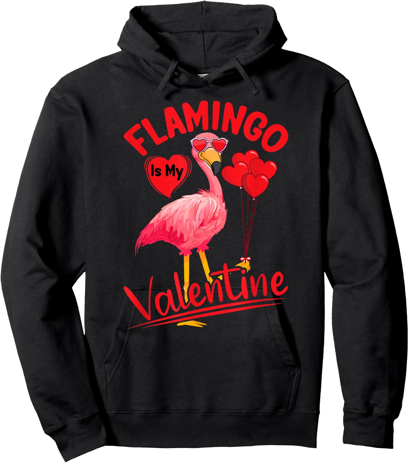 Flamingo Is My Valentine Flamingo Lover Valentine's Day Hoodie - Hoodie | Black
