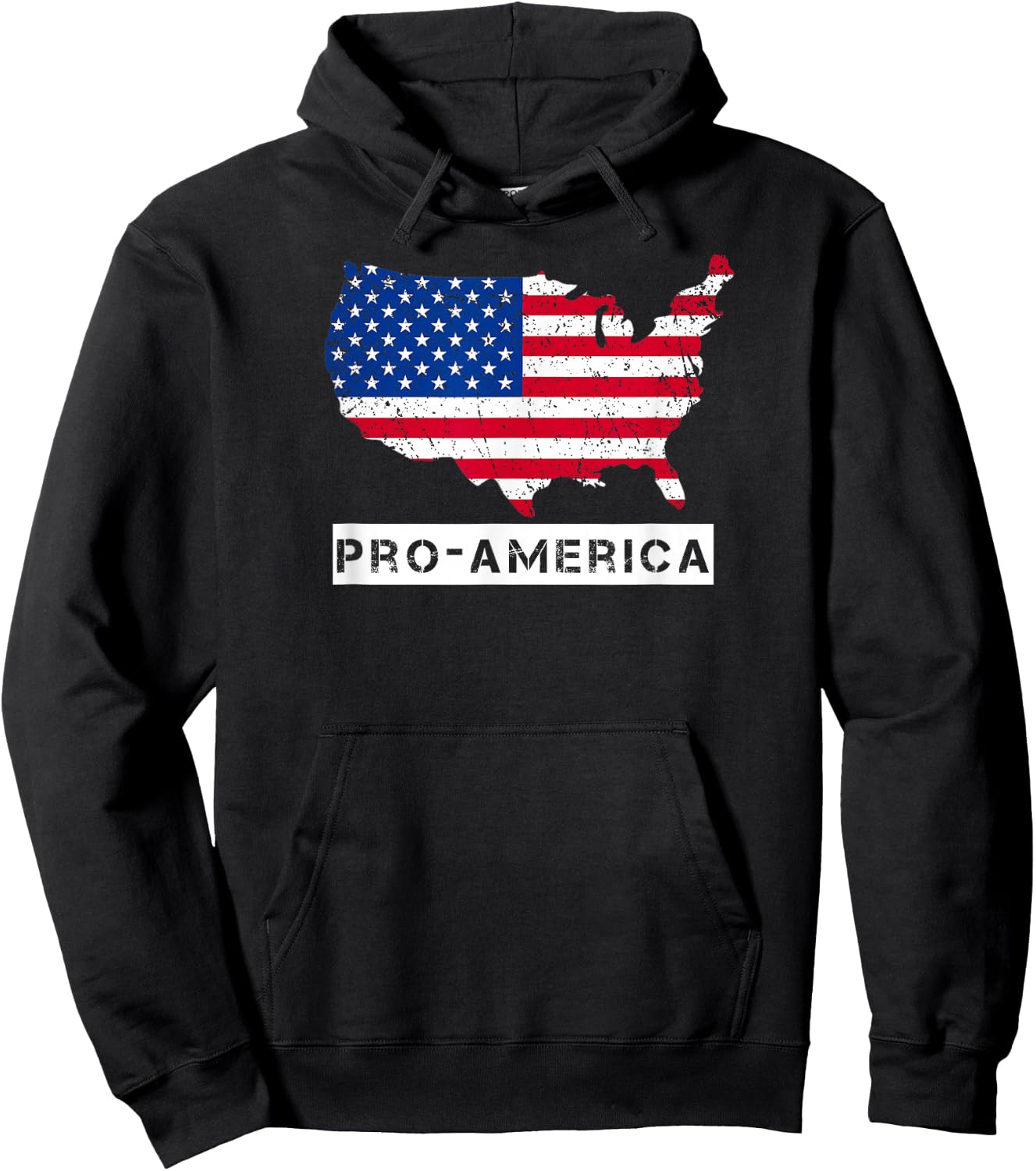 Pro-America Distressed American Flag US Map Design Hoodie - Hoodie | Black