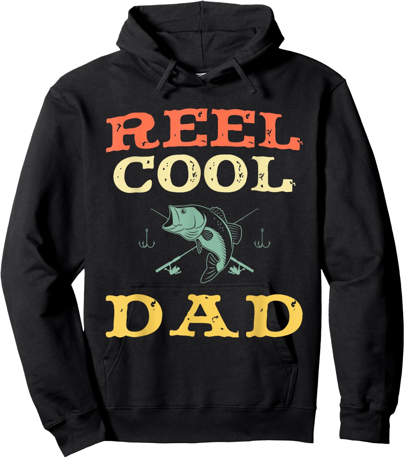 Reel Cool Dad Fishing Fisherman Funny Vintage Hoodie - Hoodie | Black