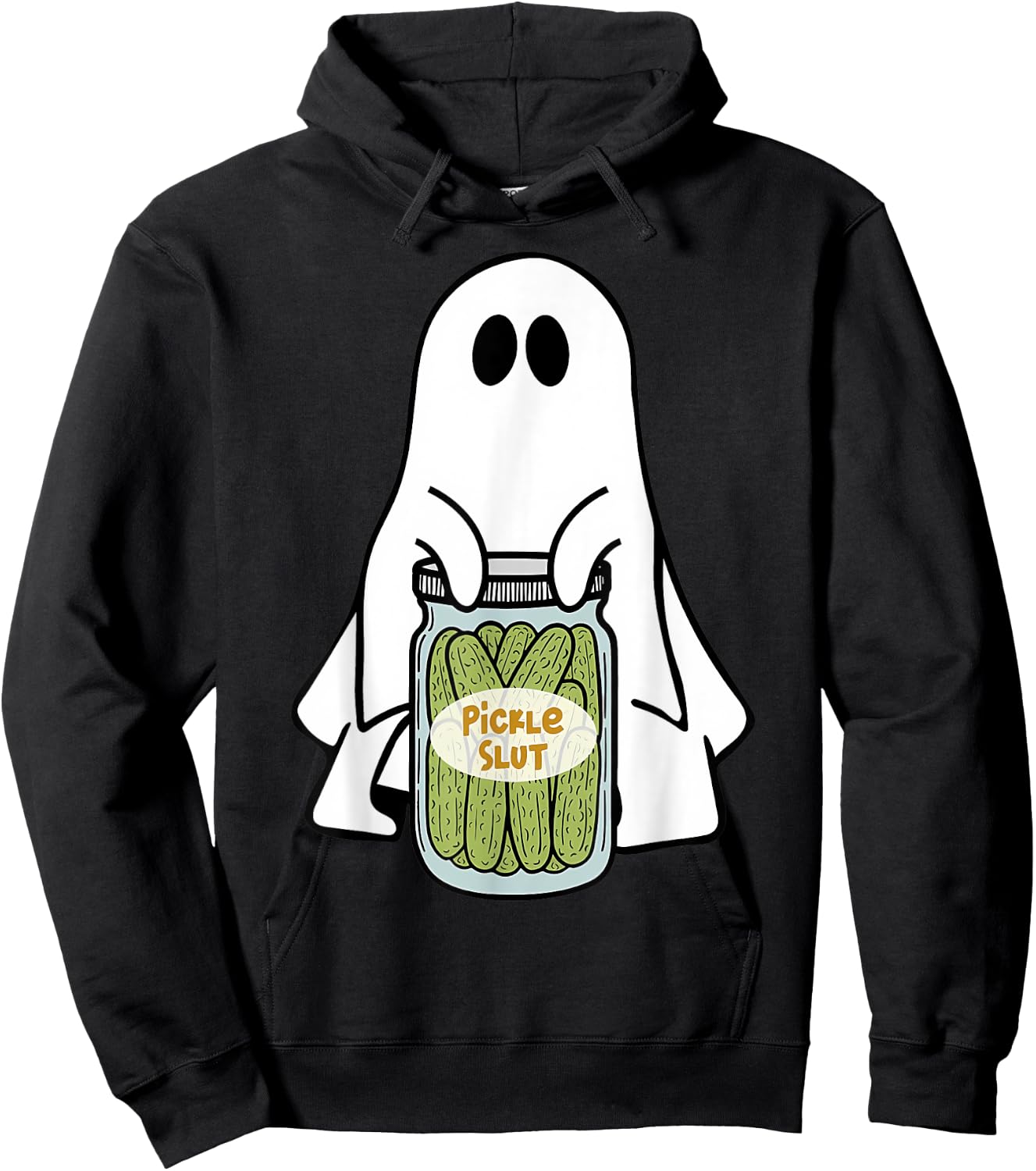 Pickle Slut Cute Ghost Vintage Canned Pickles Halloween Hoodie - Hoodie | Black