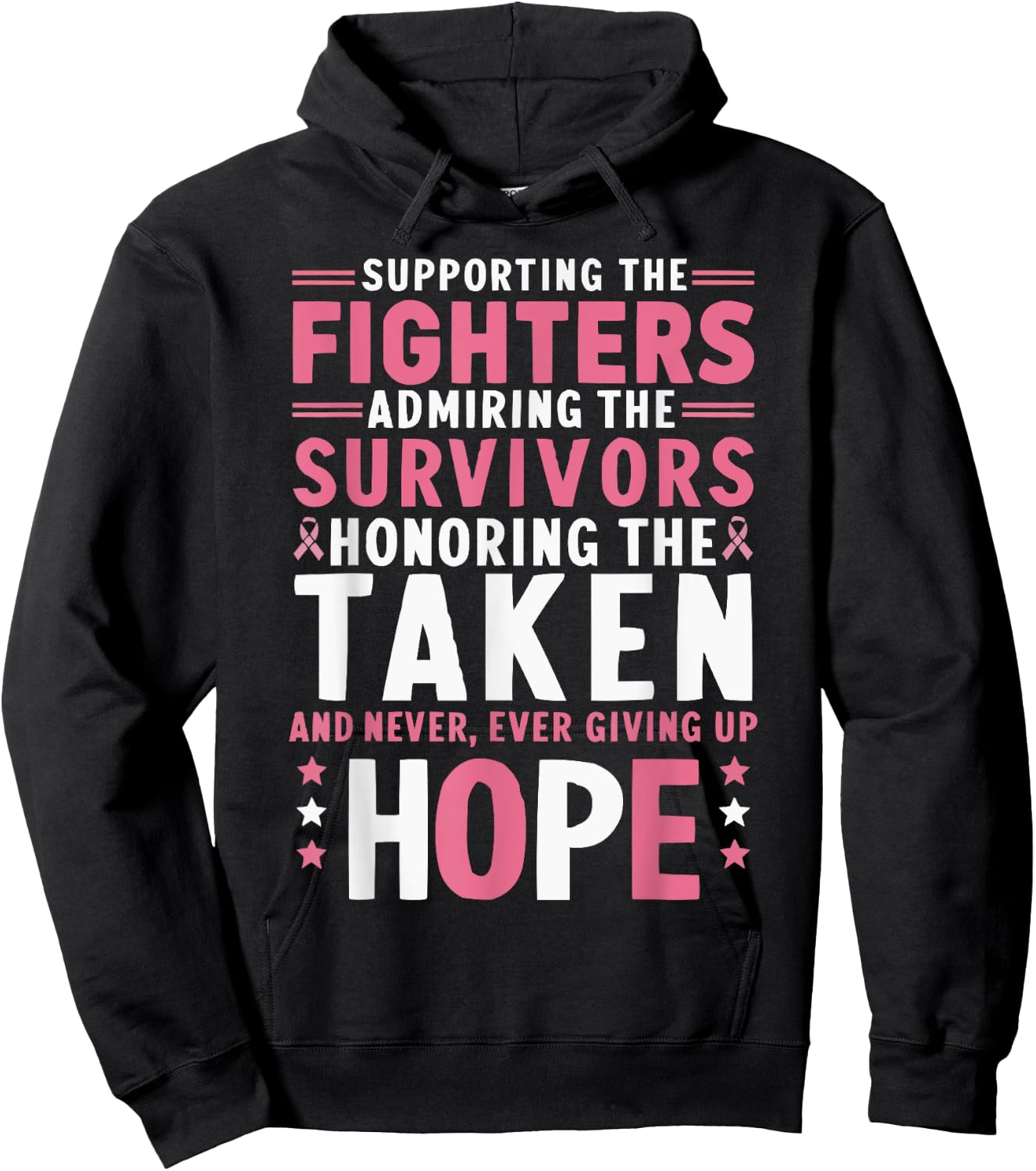 Breast Cancer Awareness Cancer Support Pink Ribbon Hoodie - Hoodie | Black