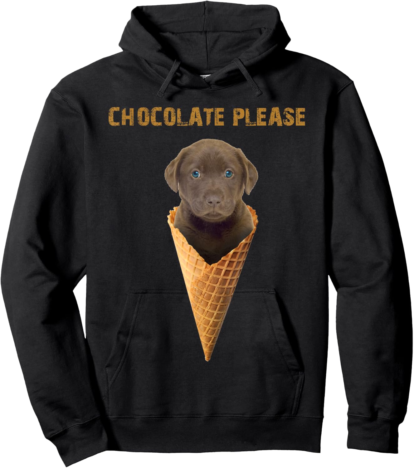Chocolate Lab Waffle Cone Ice Cream Cute Puppy Women Kids Hoodie - Hoodie | Black