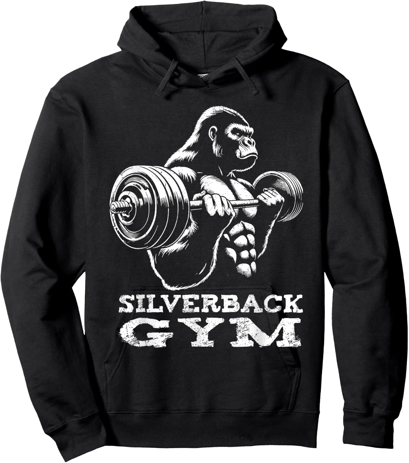 Silverback Gym Gorilla Weightlifting Workout Fitness Grunge Hoodie - Hoodie | Black
