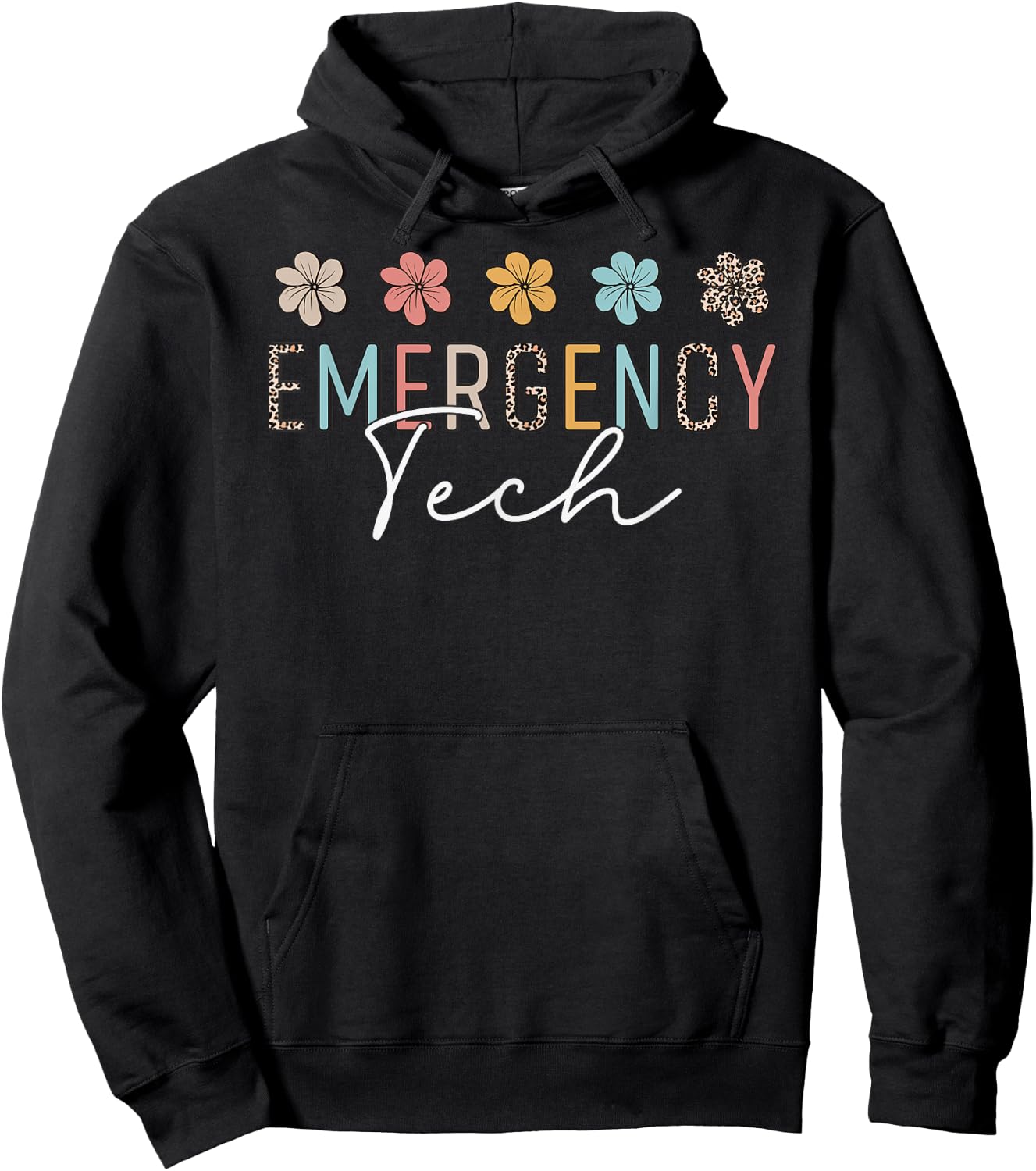 ER Tech Emergency Department Technician ED Room Floral Cute Hoodie - Hoodie | Black