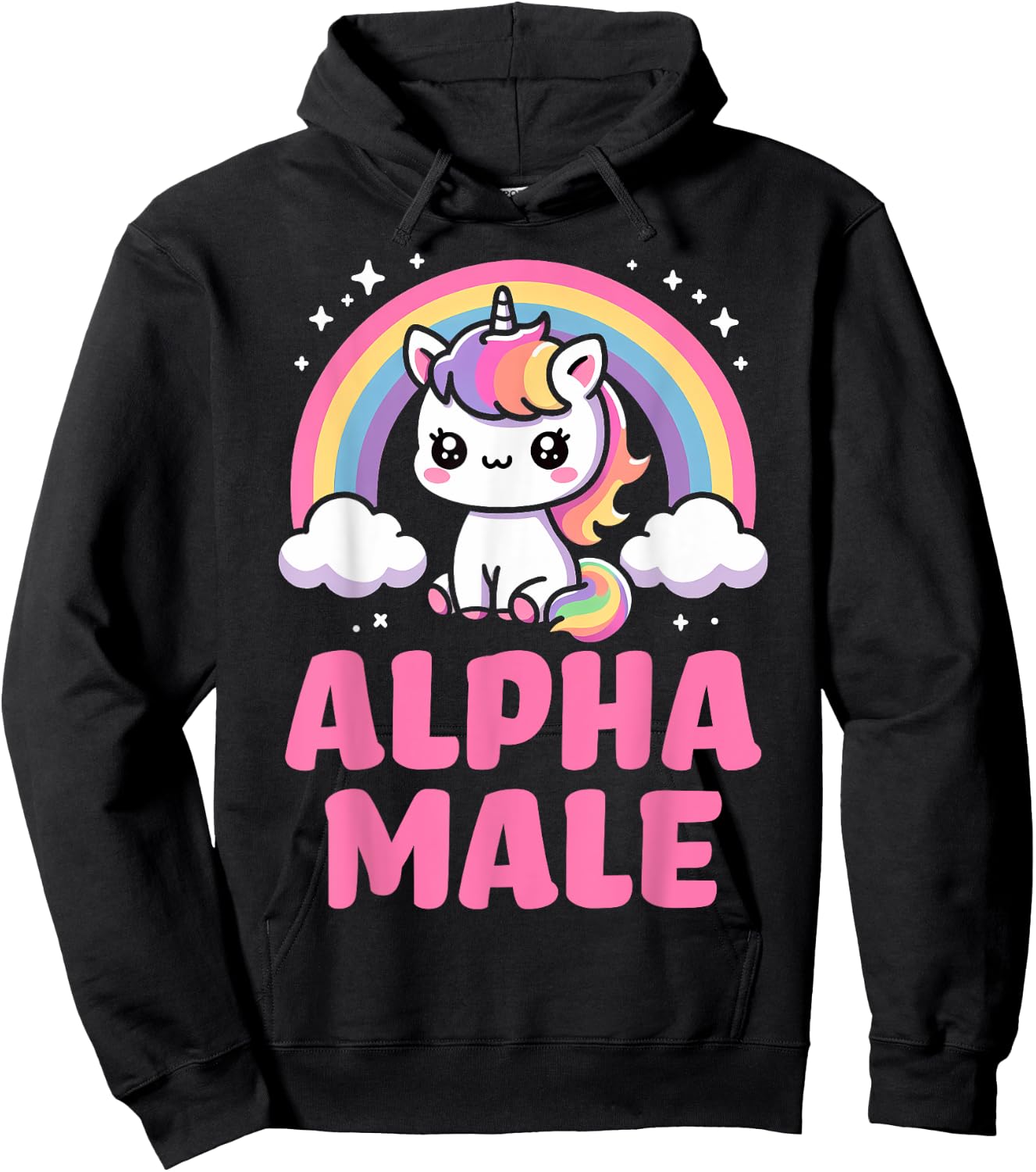 Alpha Male Unicorn Boys Ironic Cute Funny Sarcastic Humor Hoodie - Hoodie | Black