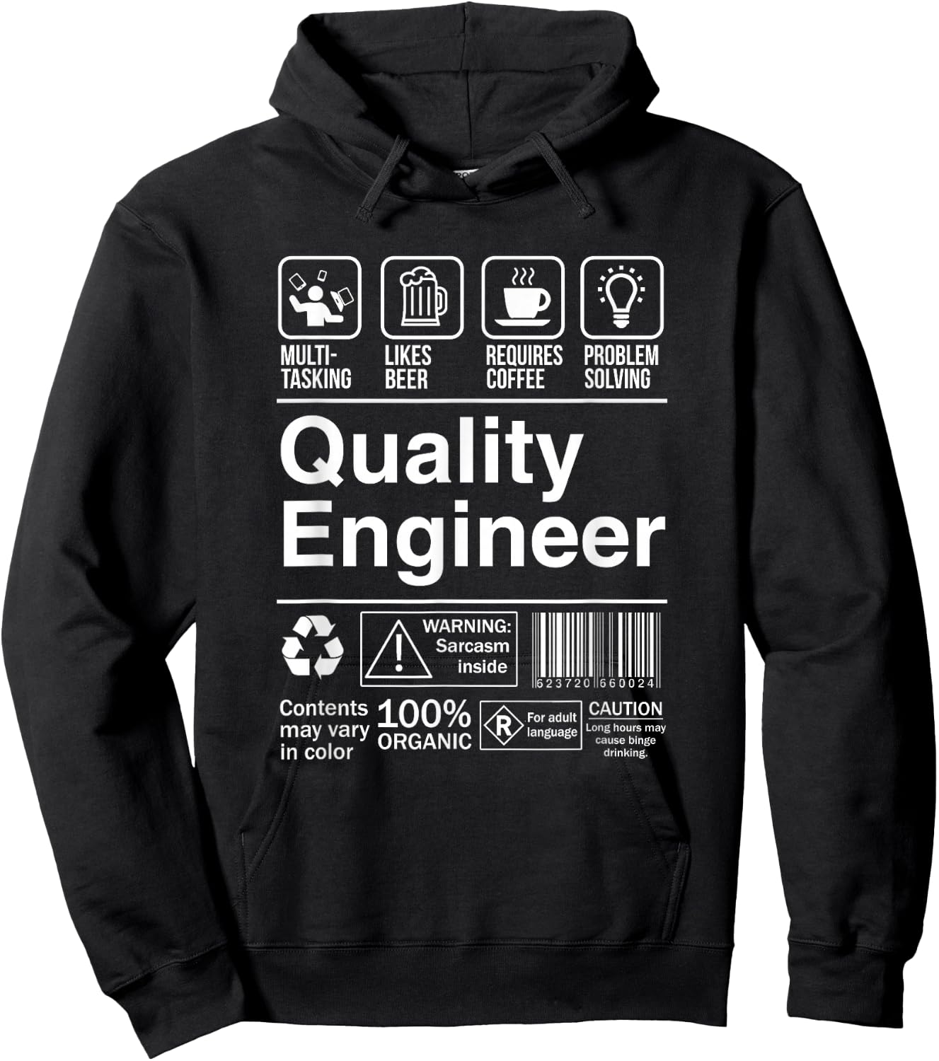 Quality Engineer Product Label Funny Gift Hoodie - Hoodie | Black